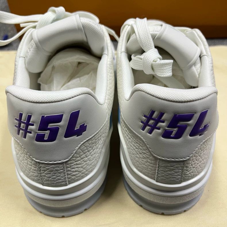 Louis Vuitton Louis Vuitton White, blue and purple cow leather lace-up f Size US 7 / EU 40 - 4 Thumbnail