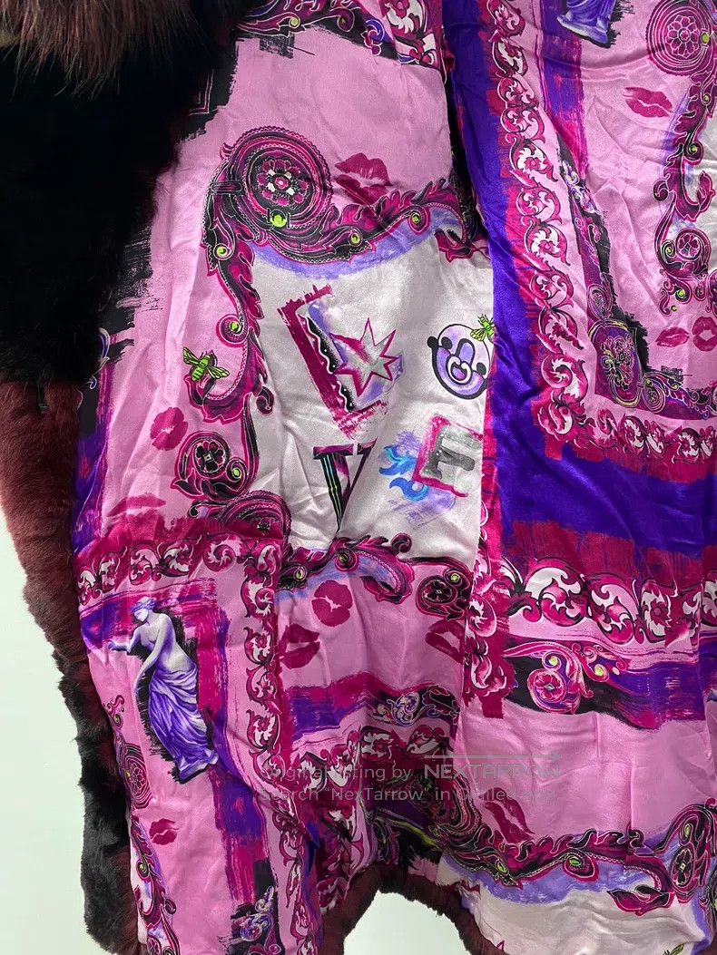 Versace Versace Rabbit fur coat burgundy Size S / US 4 / IT 40 - 4 Thumbnail