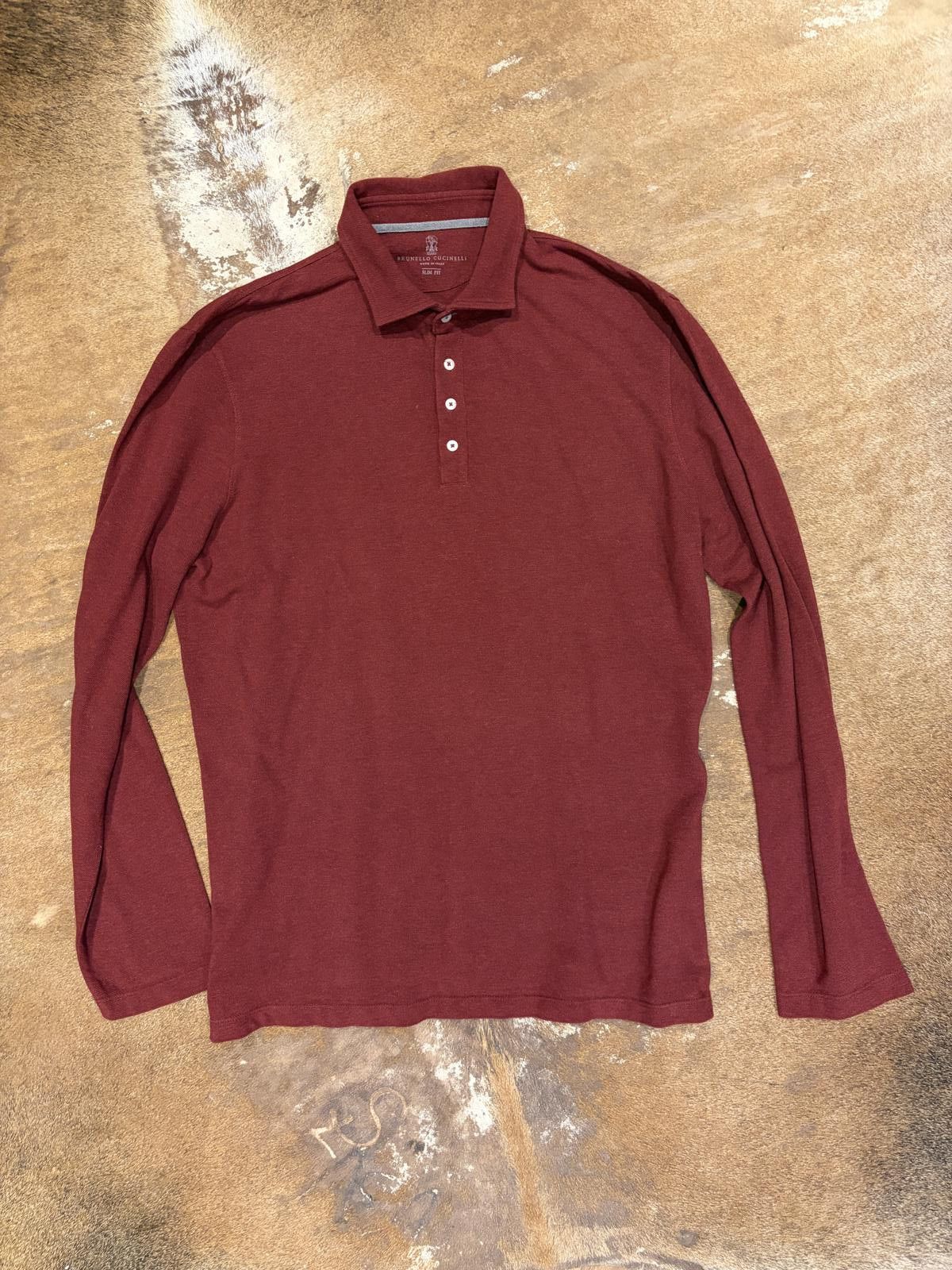 Brunello Cucinelli Brunello Cucinelli Dusty Rose Long-Sleeve Polo Size US XL / EU 56 / 4 - 1 Thumbnail