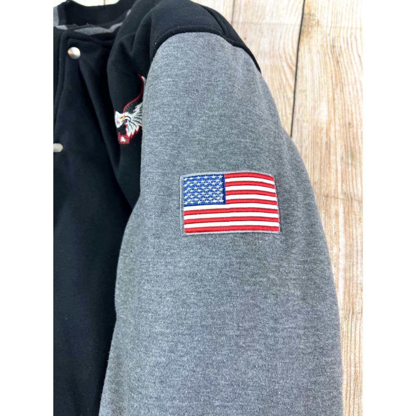 Vintage VINTAGE Oscar Sports USA Bald Eagle Varsity Jacket L Black Button Mens Large Size US L / EU 52-54 / 3 - 4 Thumbnail
