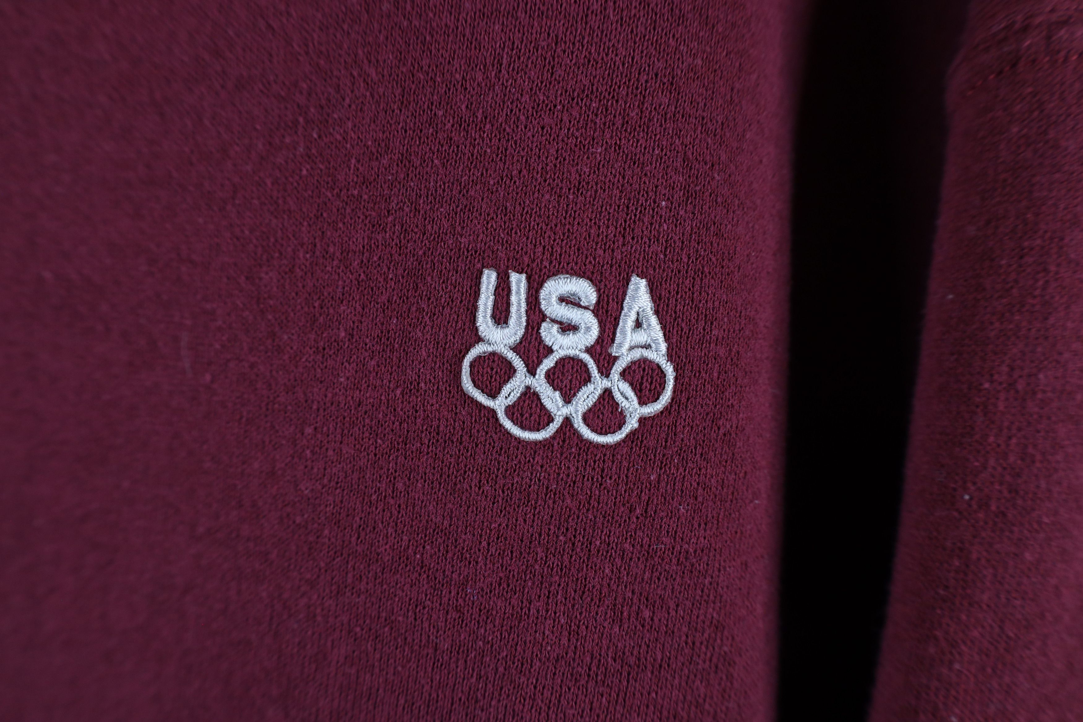 Vintage Vintage 90s USA Olympics Crewneck Sweatshirt Burgundy USA Size US XL / EU 56 / 4 - 4 Thumbnail