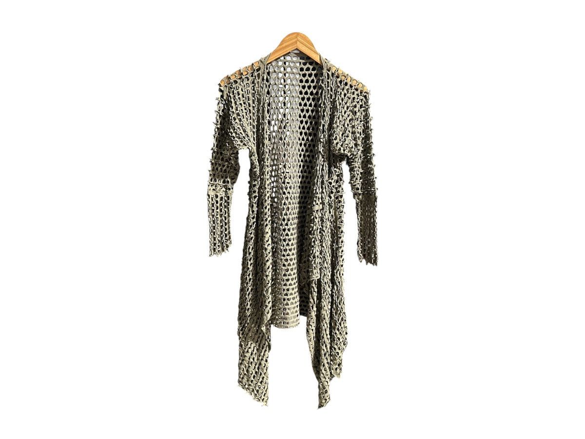 Japanese Brand 🔥Y2K Japanese Asymmetric Laser Cut Mesh Suede Cardigan Size US M / EU 48-50 / 2 - 1 Thumbnail