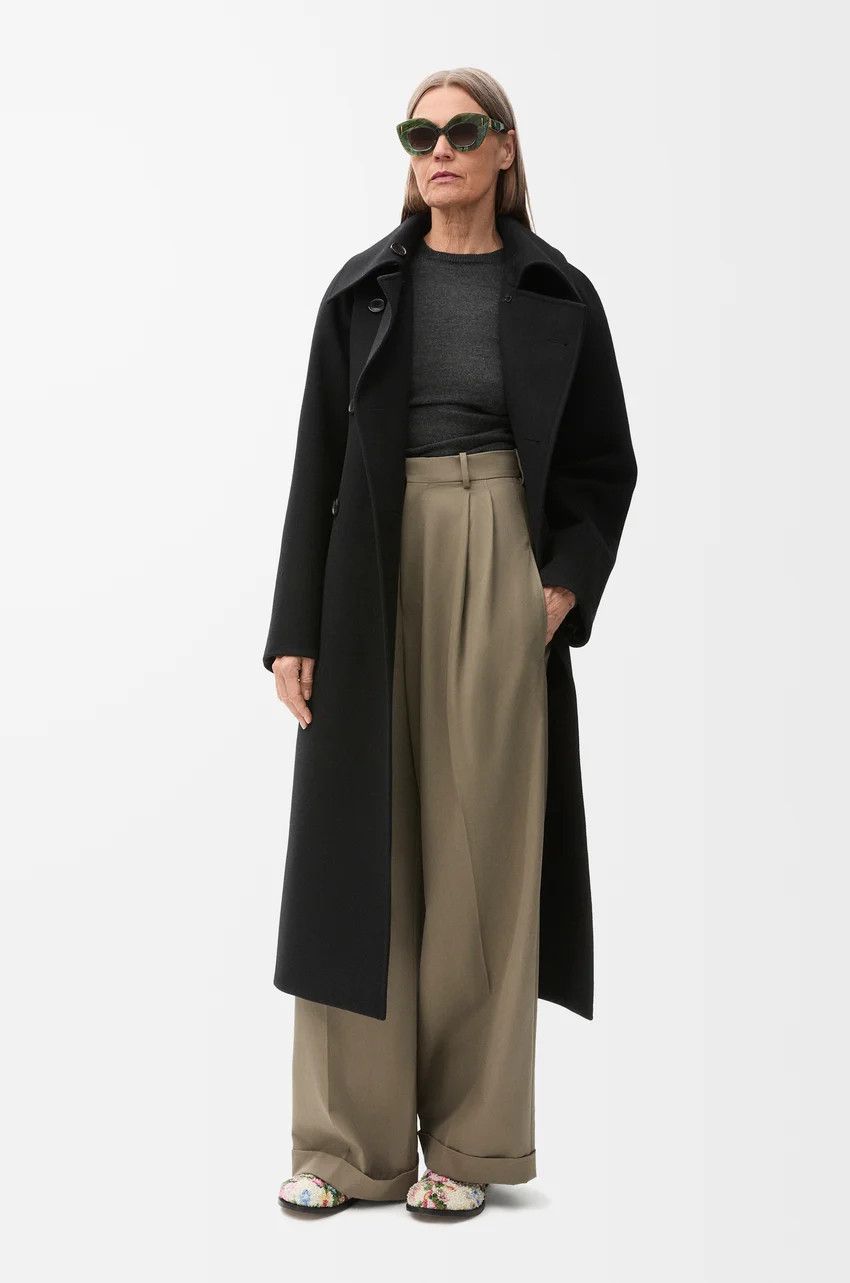 Loewe o1loc1c0525 Double Breasted Coat In Wool in Black Size M / US 6-8 / IT 42-44 - 2 Thumbnail