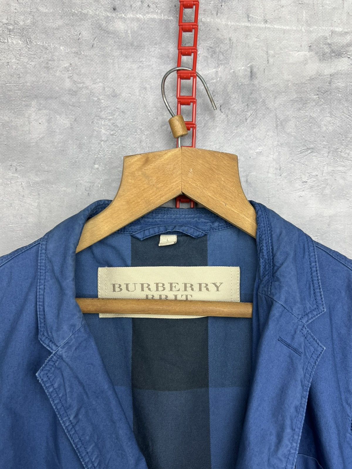 Burberry Men's Burberry Coat Blazer Blue L Cotton Men Brit Jacket Size US L / EU 52-54 / 3 - 19 Thumbnail