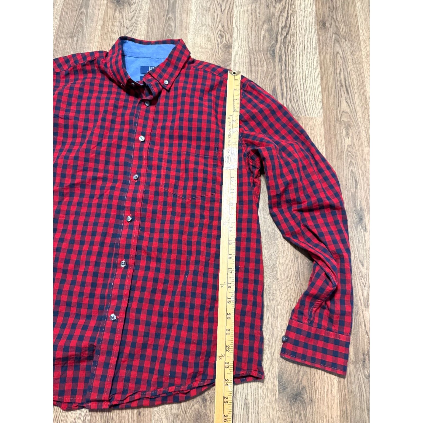 George George Shirt Men’s Medium Red Black Long Sleeve Button Up Shirt Classic Fit Size US M / EU 48-50 / 2 - 7 Thumbnail