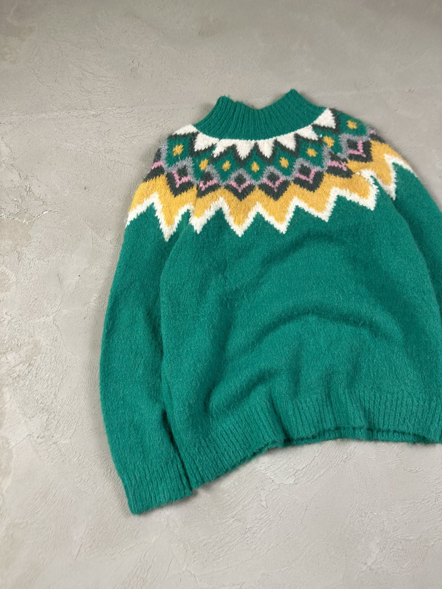 Designer Axara Paris Wool Boxy Patterned Knit Sweater Size S / US 4 / IT 40 - 10 Thumbnail