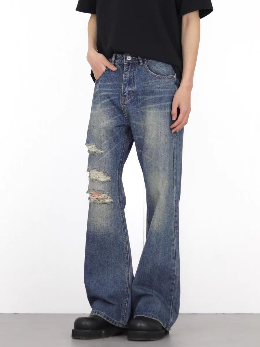 Japanese Brand × Jean Vintage ripped micro flare baggy jeans Size US 30 / EU 46 - 2 Thumbnail