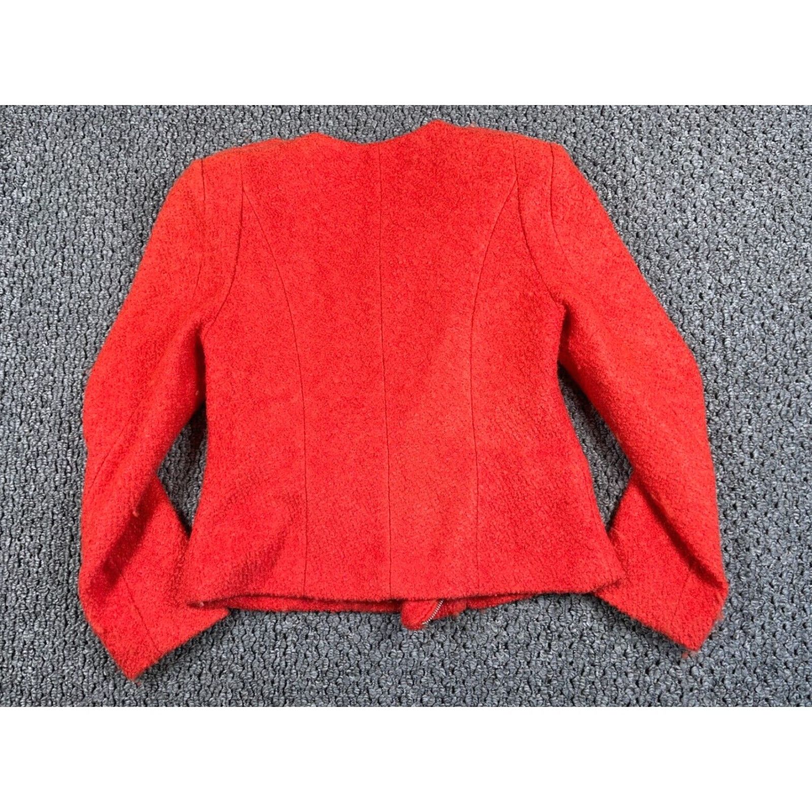 Vintage Luii Motorcycle Jacket Women's Small Boiled Wool Orange Boxy Fit Zip Biker Style Size S / US 4 / IT 40 - 2 Thumbnail