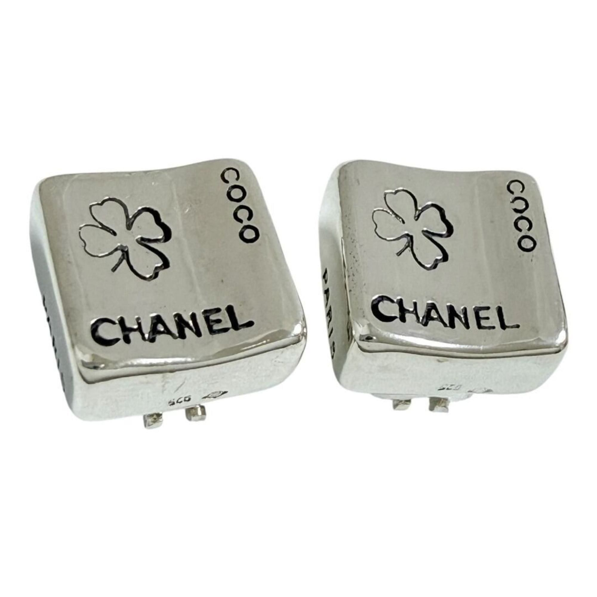 Chanel Chanel Women's Square Cube Earrings in Silver Size ONE SIZE - 1 Thumbnail