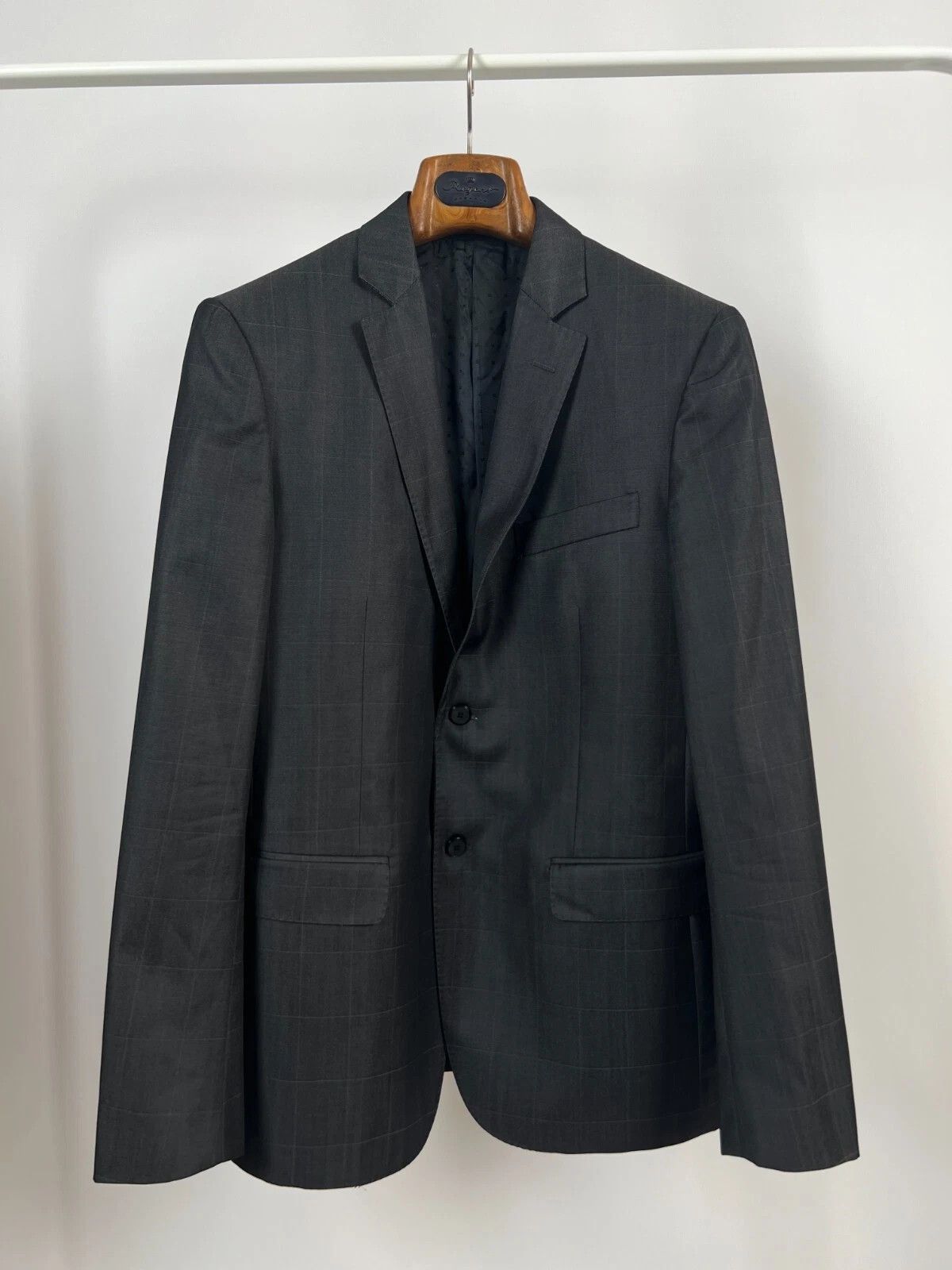 Pal Zileri Pal Zileri Lab Grey Check Wool Slim Fit Italian Suit Blazer Size 42R - 3 Thumbnail