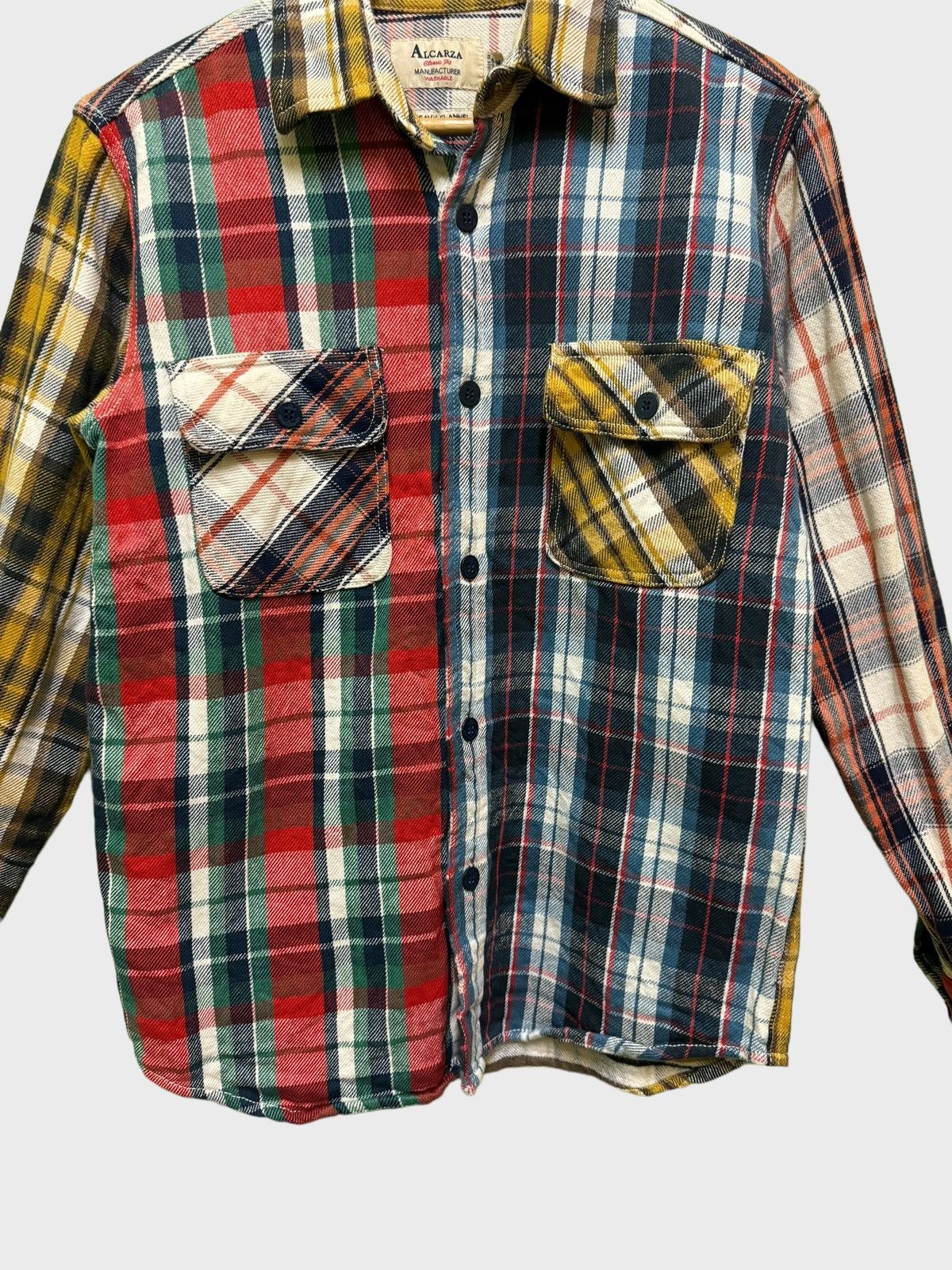 Japanese Brand Vintage Alcarza Reworked Classic Fit Heavy Flannel Shirt Size US M / EU 48-50 / 2 - 6 Thumbnail