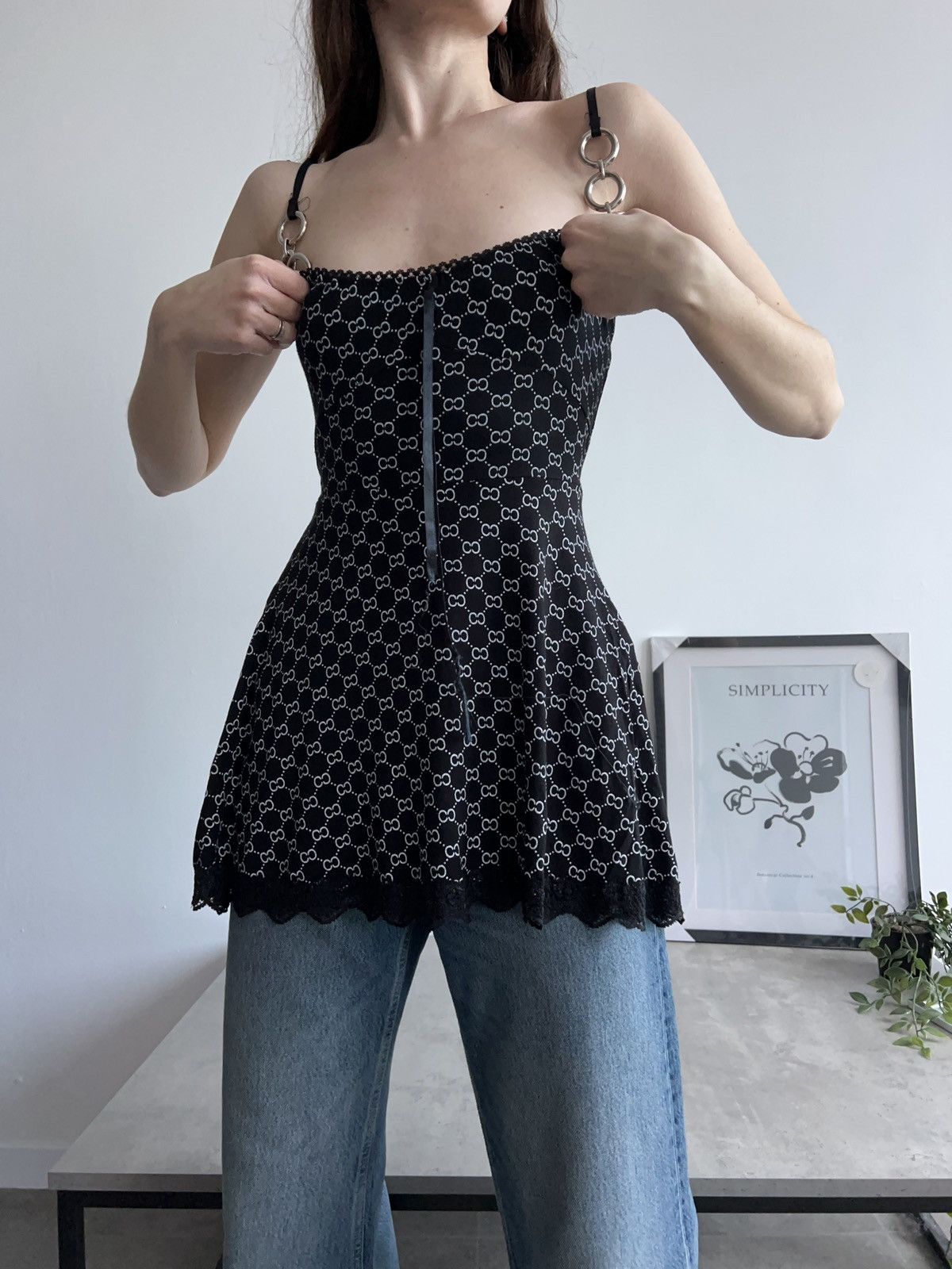 Vintage Gorgeous Italian Vintage Top / Mini dress like Guess Y2K Size S / US 4 / IT 40 - 3 Thumbnail
