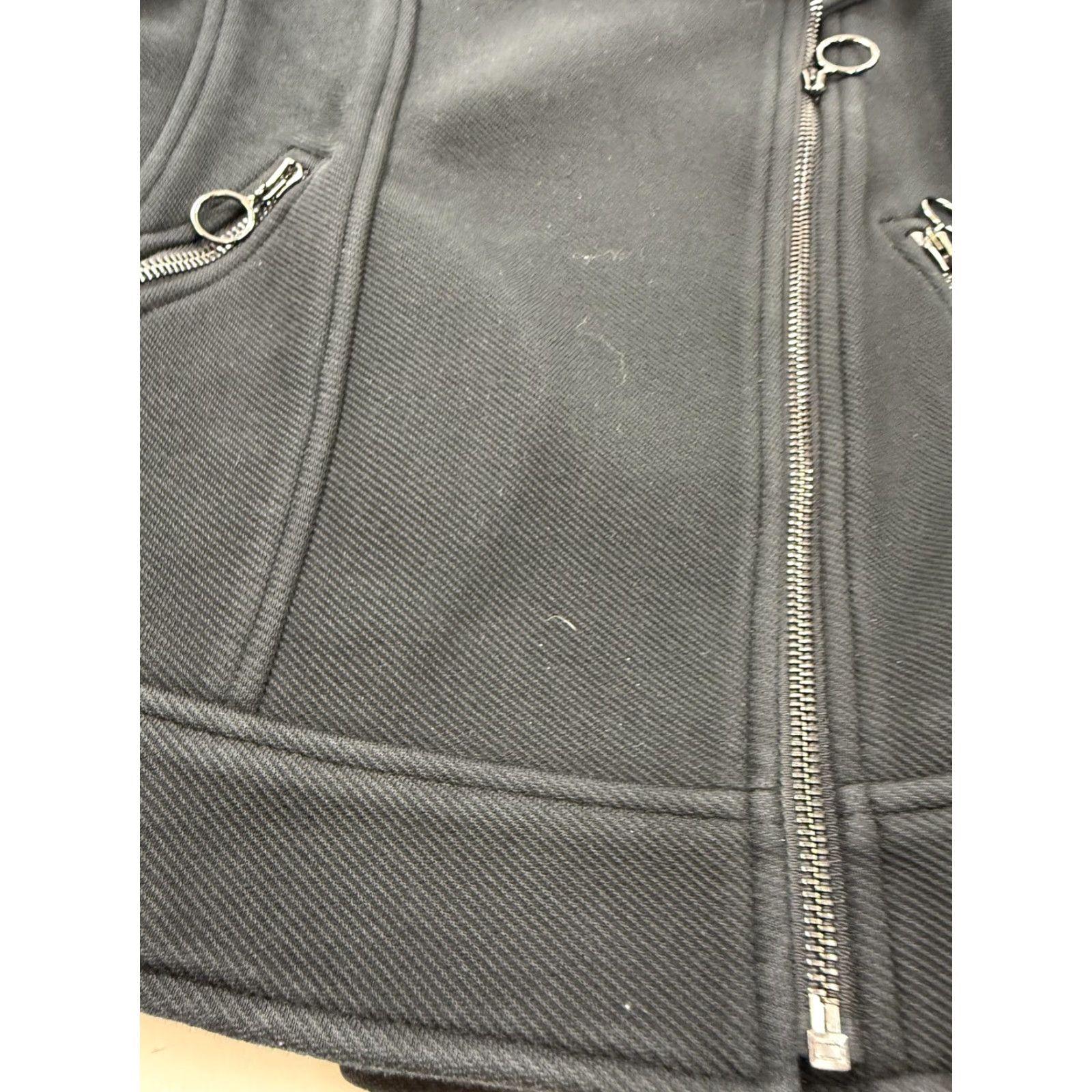 Ann Taylor Ann Taylor Jacket Womens Petite 0P Black Cotton Blend Moto Biker Zip Jacket Size XS / US 0-2 / IT 36-38 - 3 Thumbnail
