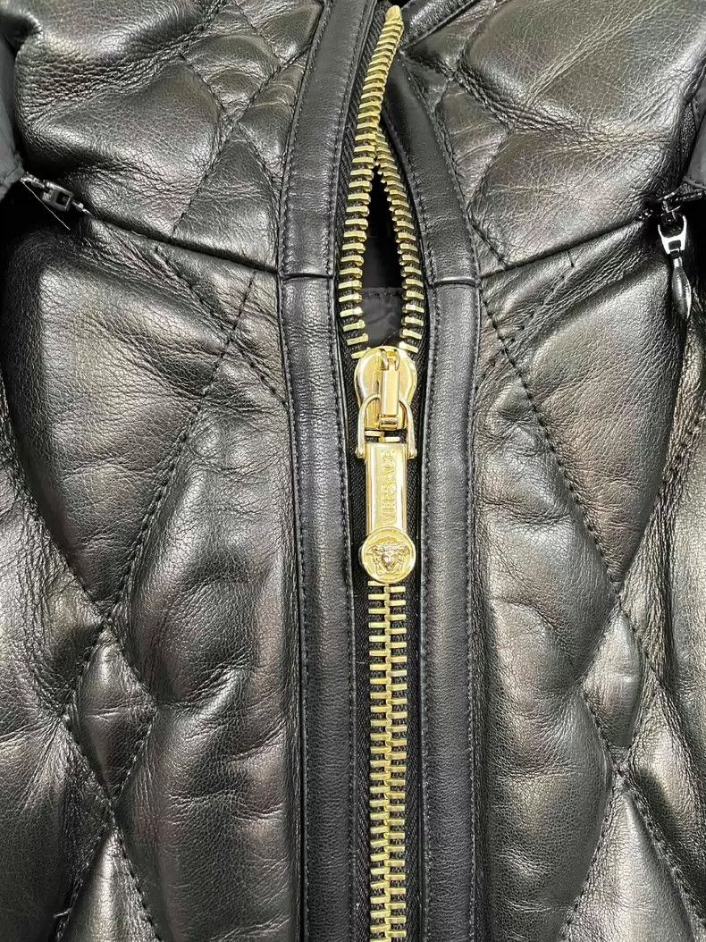 Versace Versace Genuine leather patchwork men's hooded down jacket Size US S / EU 44-46 / 1 - 2 Thumbnail