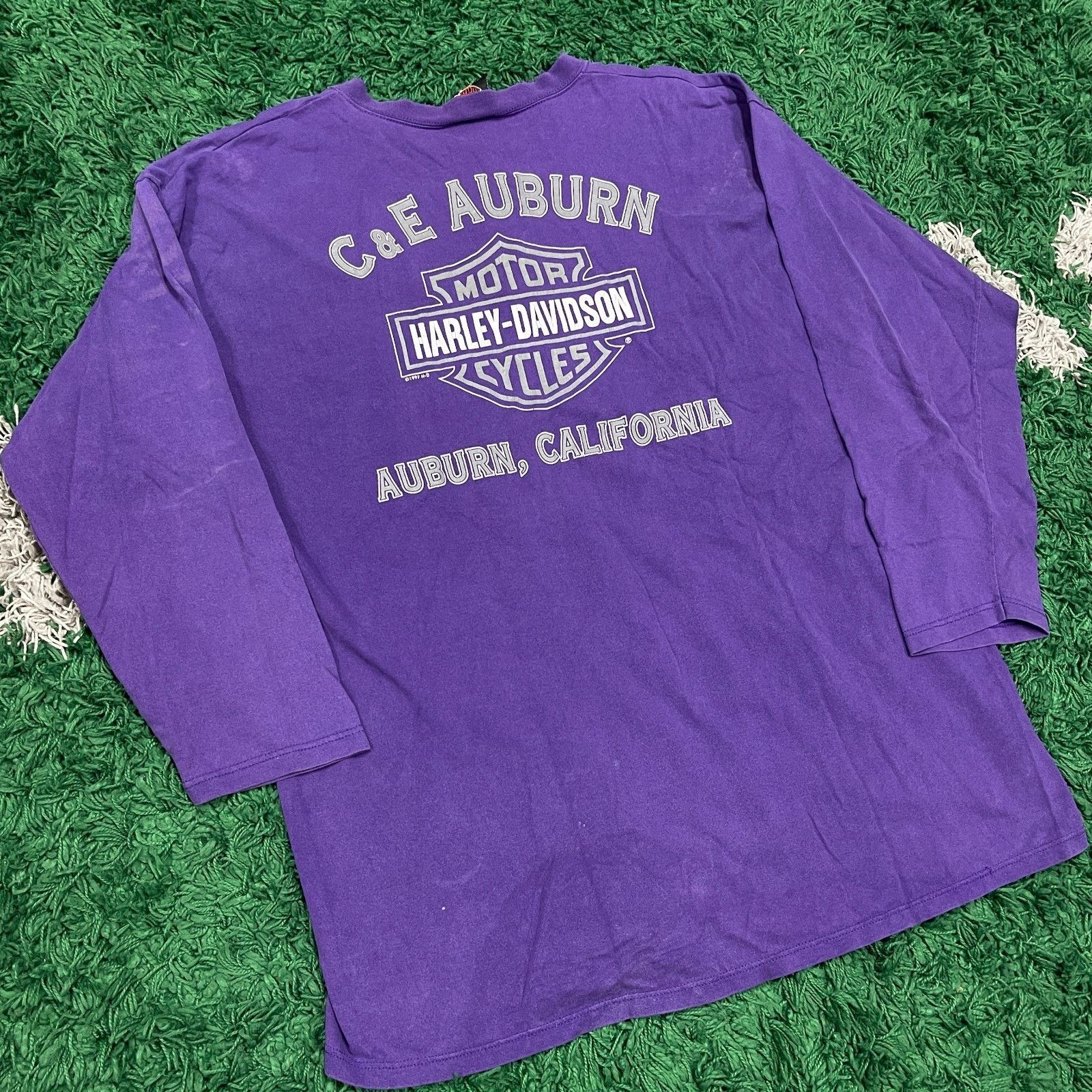 Harley Davidson × Vintage vintage 1997 Harley-Davidson purple long sleeve henley shirt Size US XL / EU 56 / 4 - 8 Thumbnail