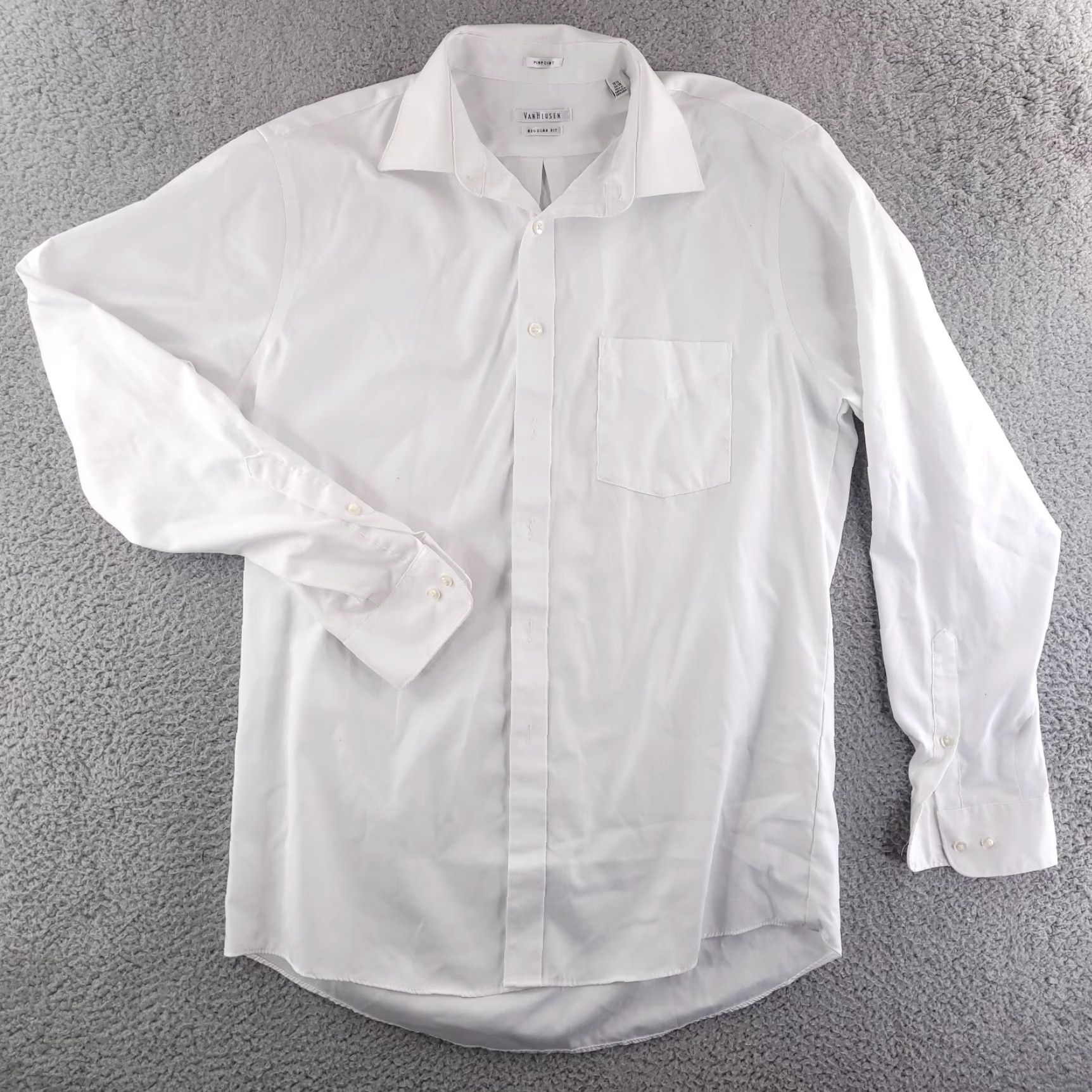 Van Heusen VAN HEUSEN Dress Shirt Mens 15.5 34/35 White Long Sleeve Button-Up Size 42R - 2 Thumbnail
