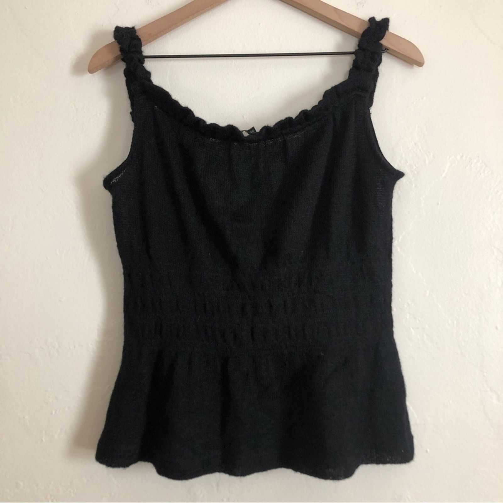 Tara Jarmon Tara Jarmon Kemi Black Knit Mohair Ruffle Peplum Tank Top Size M / US 6-8 / IT 42-44 - 7 Thumbnail
