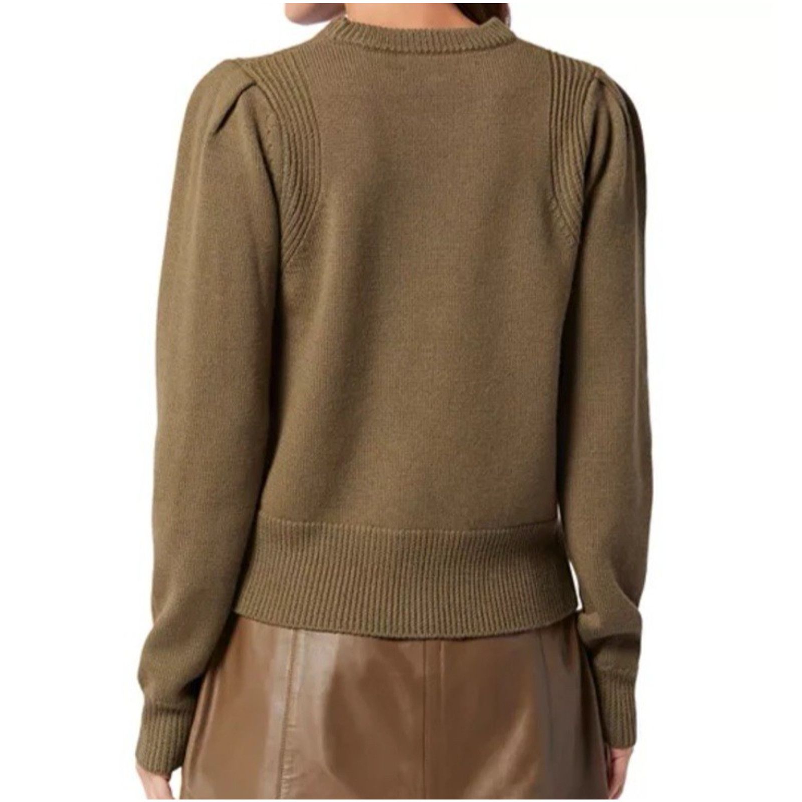 Joie Joie Iena Pointelle Knit Sweater Women Stone Gray Wool Crew Size L / US 10 / IT 46 - 2 Thumbnail