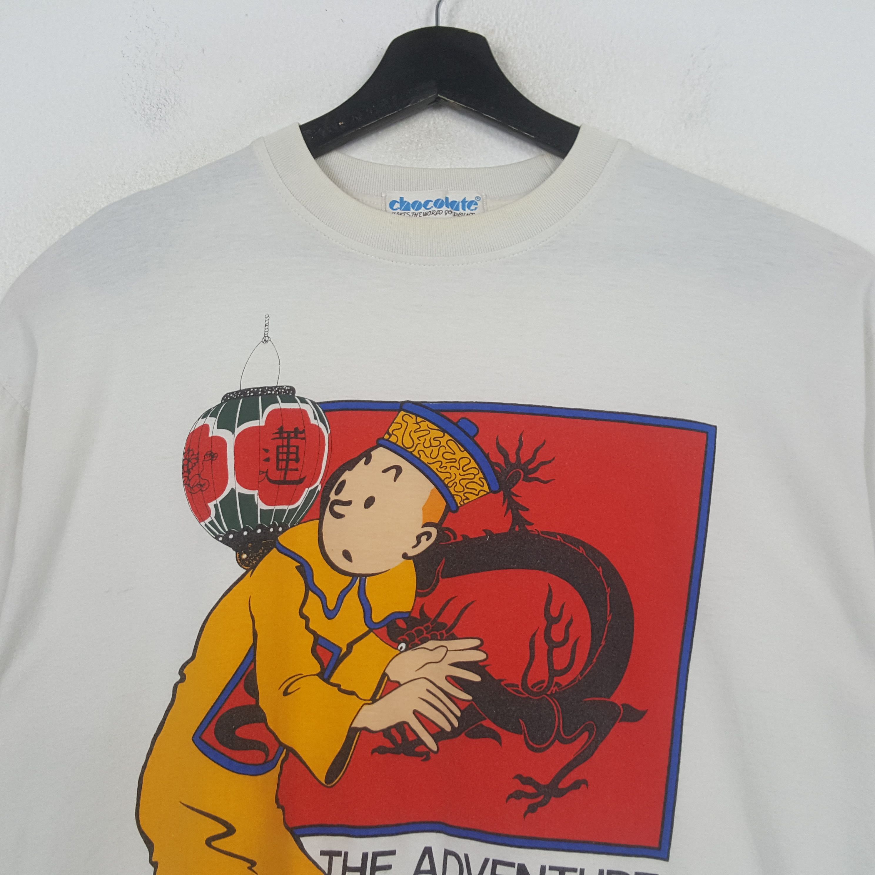 Vintage The Adventure Of Tintin Cartoon Tshirt C299N10 Size US L / EU 52-54 / 3 - 2 Thumbnail