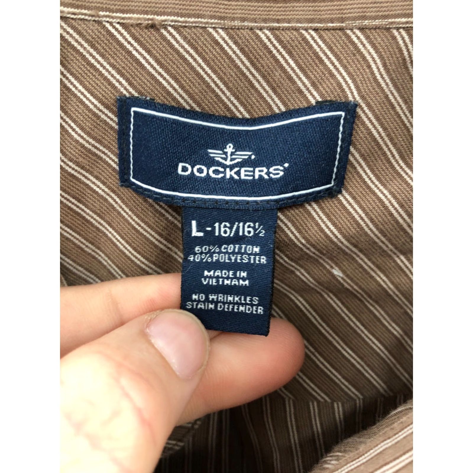 Dockers **Dockers Mens Long Sleeve Button Down Collar Brown Striped Size L** User: Dockers Mens Long Sleeve Button Down Collar Brown Striped Size L Size US L / EU 52-54 / 3 - 6 Thumbnail