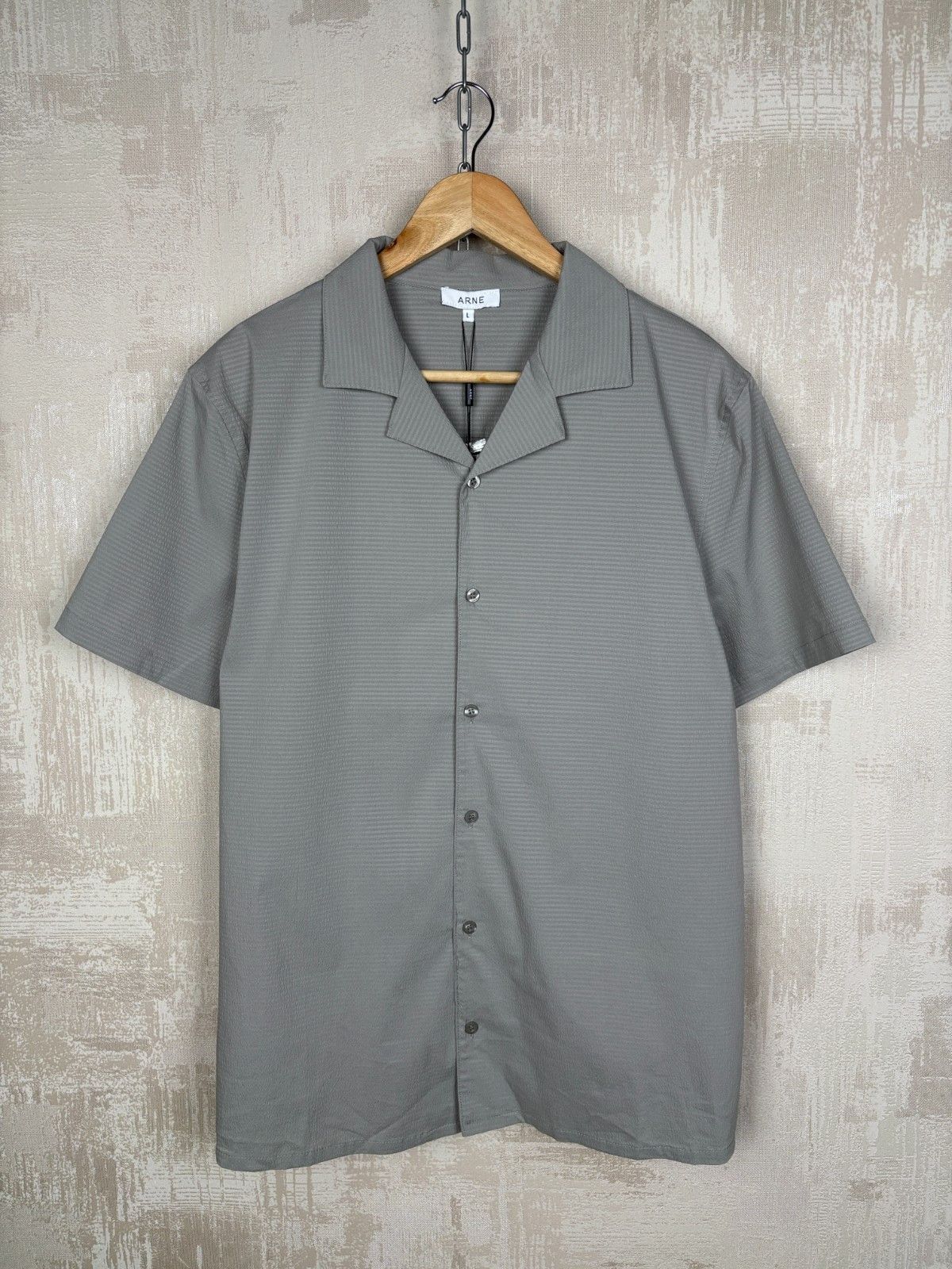 Other UK ARNE Seersucker Collar Short Sleeve Shirt in Stone Size US L / EU 52-54 / 3 - 2 Thumbnail