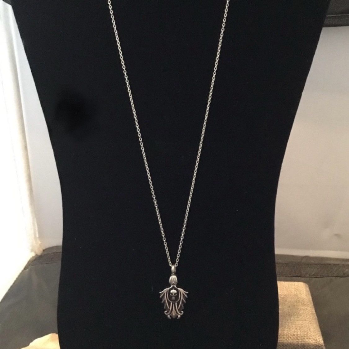 Vintage Ornate skull pendant 22” necklace with inscription Size ONE SIZE - 1 Thumbnail