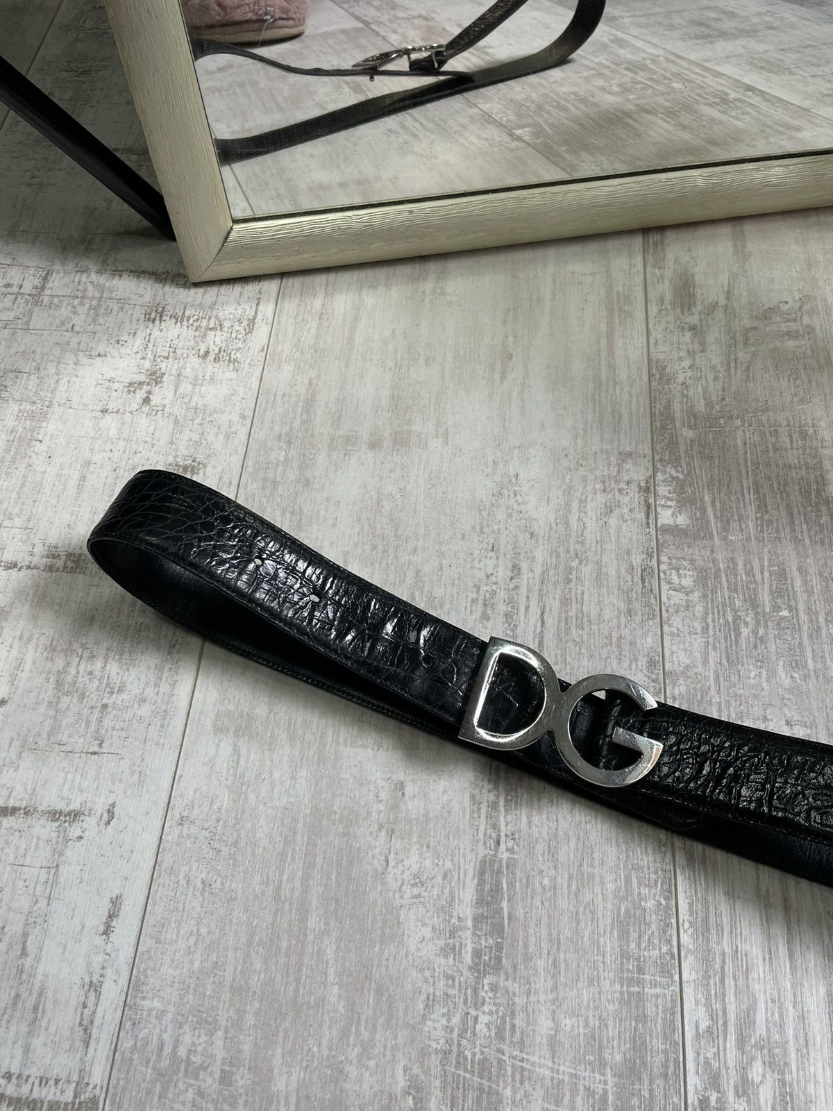 Dolce & Gabbana Dolce & Gabbana Black Leather Belt DG Metal Logo RARE Size ONE SIZE - 4 Thumbnail