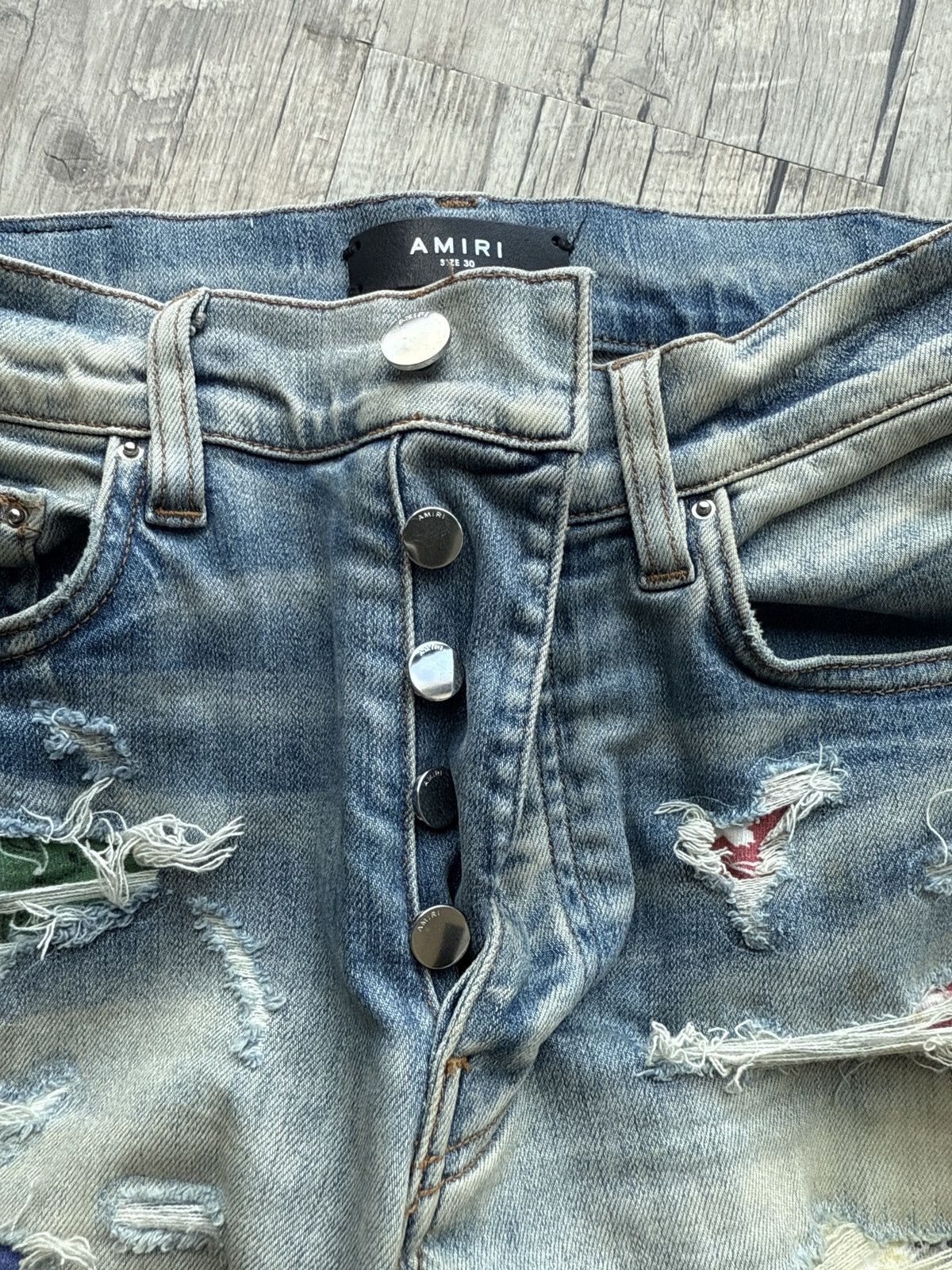 Amiri Amiri MX1 Multi-Color Bandana Jeans–Size 30–Light Wash Size US 30 / EU 46 - 7 Thumbnail
