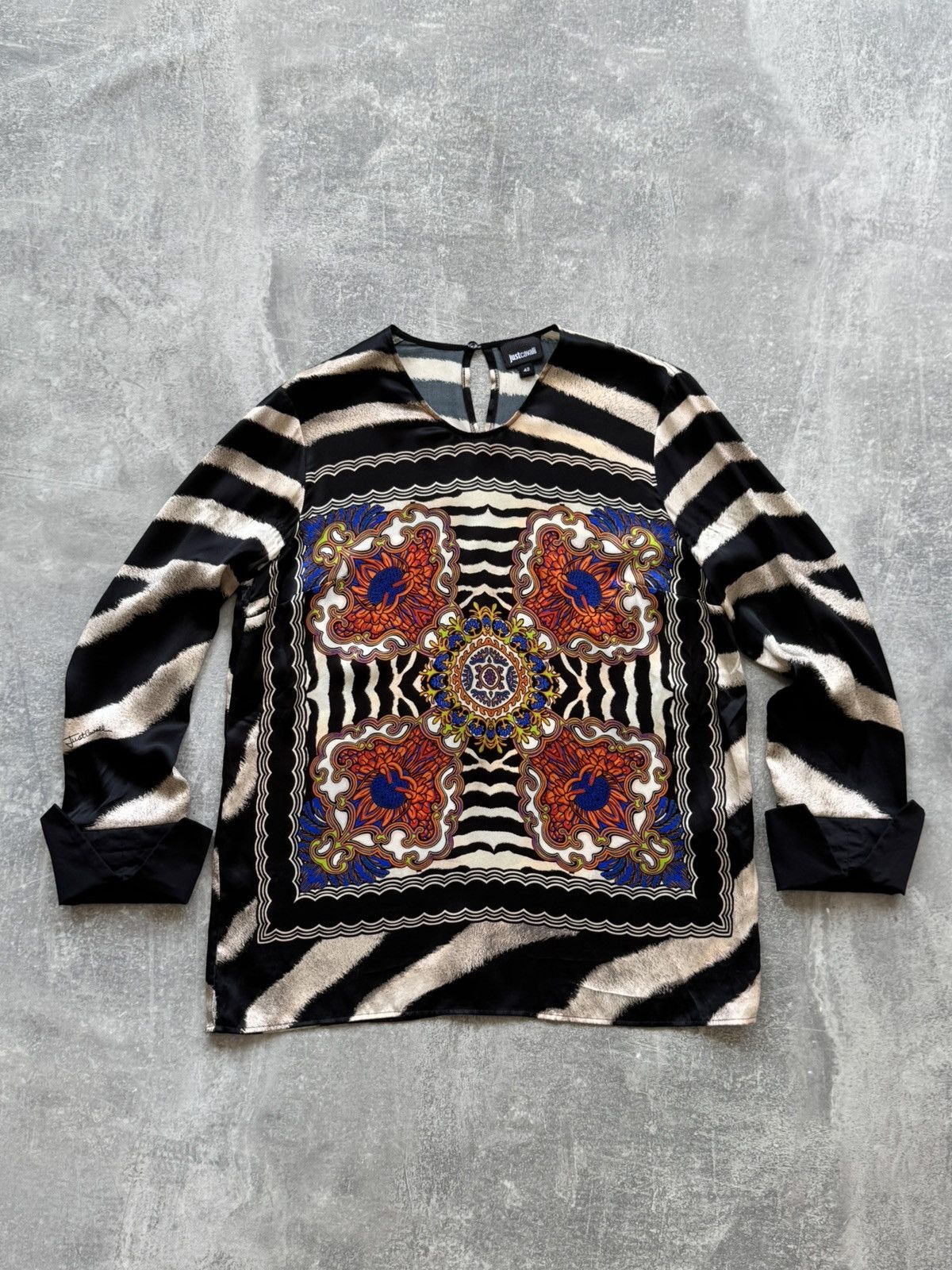 Just Cavalli Roberto Cavalli Zebra Silk Blouse Size M / US 6-8 / IT 42-44 - 1 Thumbnail