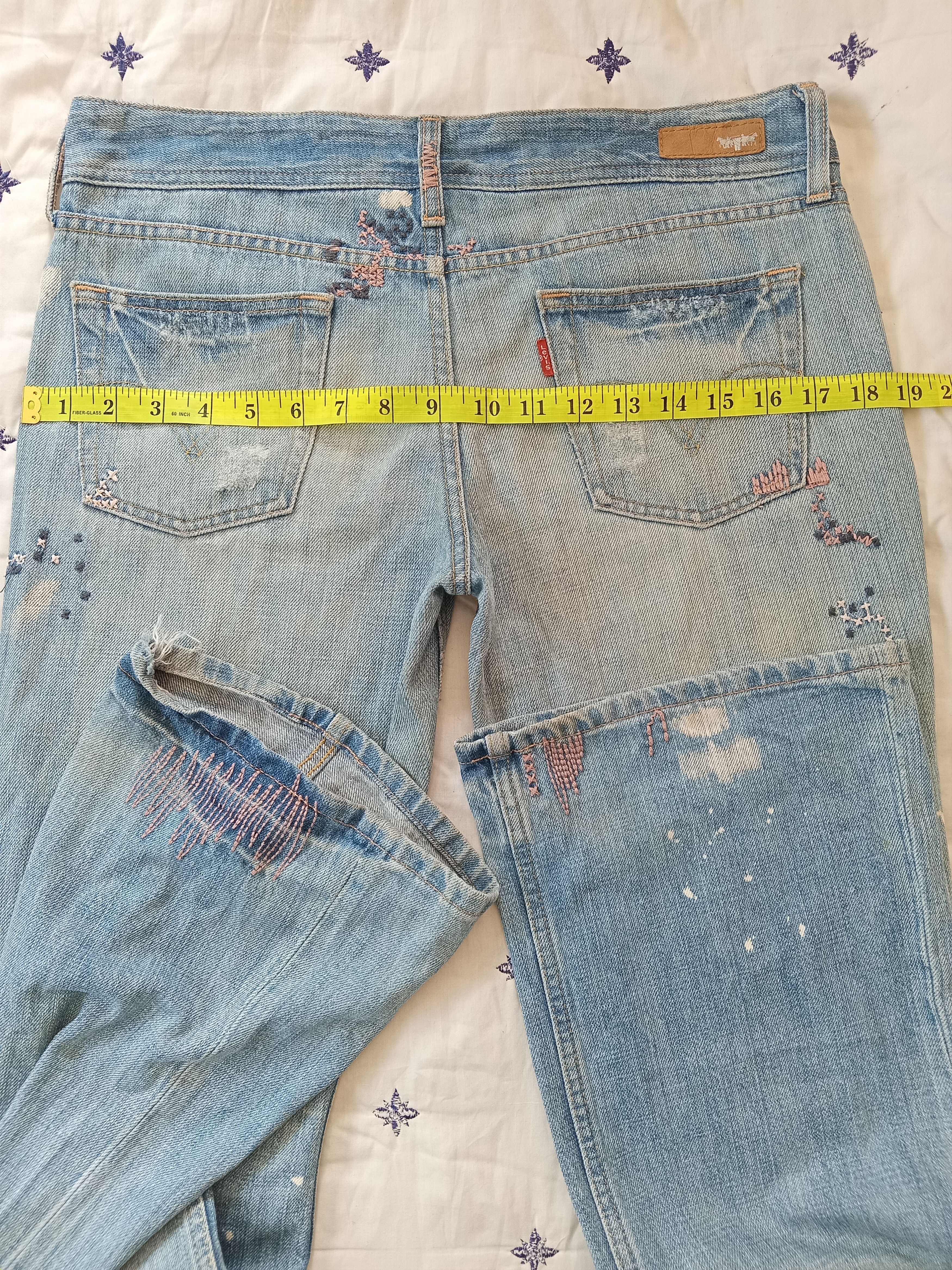 Levi's 💥RARE💥LEVIS Flare Distressed Custom Dirty Light Wash Jeans Size 33" - 8 Thumbnail