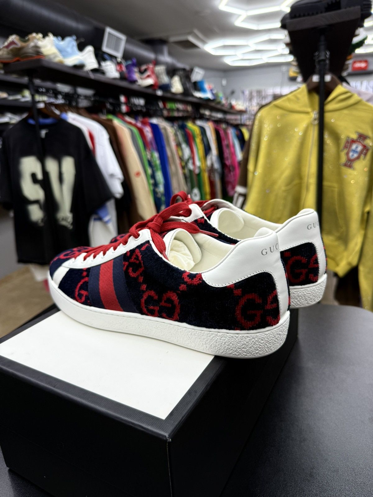 Gucci Gucci Ace GG Logo Terry Cloth Navy Velvet SZ 9.5 G / 10 Us Size US 10 / EU 43 - 9 Thumbnail