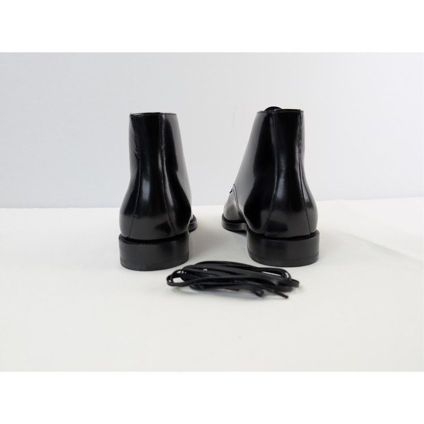 Celine o1rshd1 Leather Mid Top Shiny Classic Army Boots in Black Size US 7 / EU 40 - 11 Thumbnail