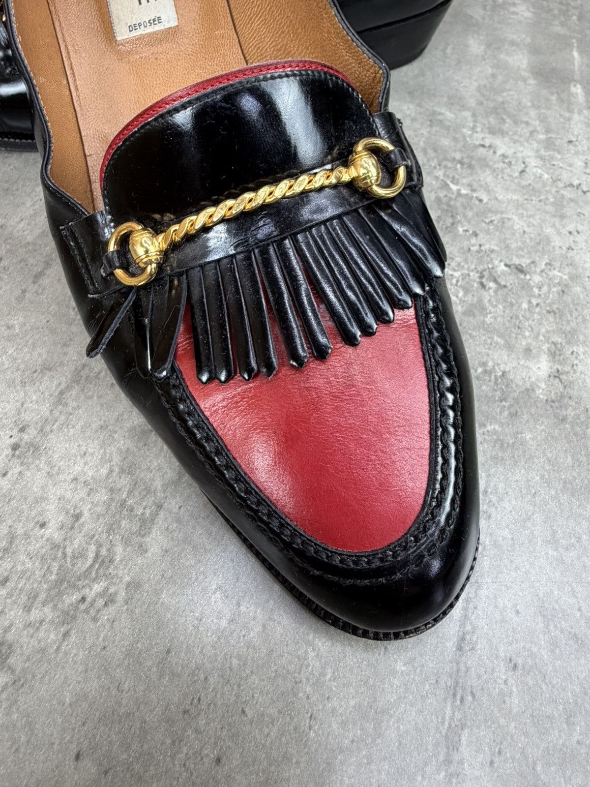 Celine Vintage Celine Leather Loafers Black Red Size 40 1/2 Size US 10.5 / IT 40.5 - 18 Thumbnail