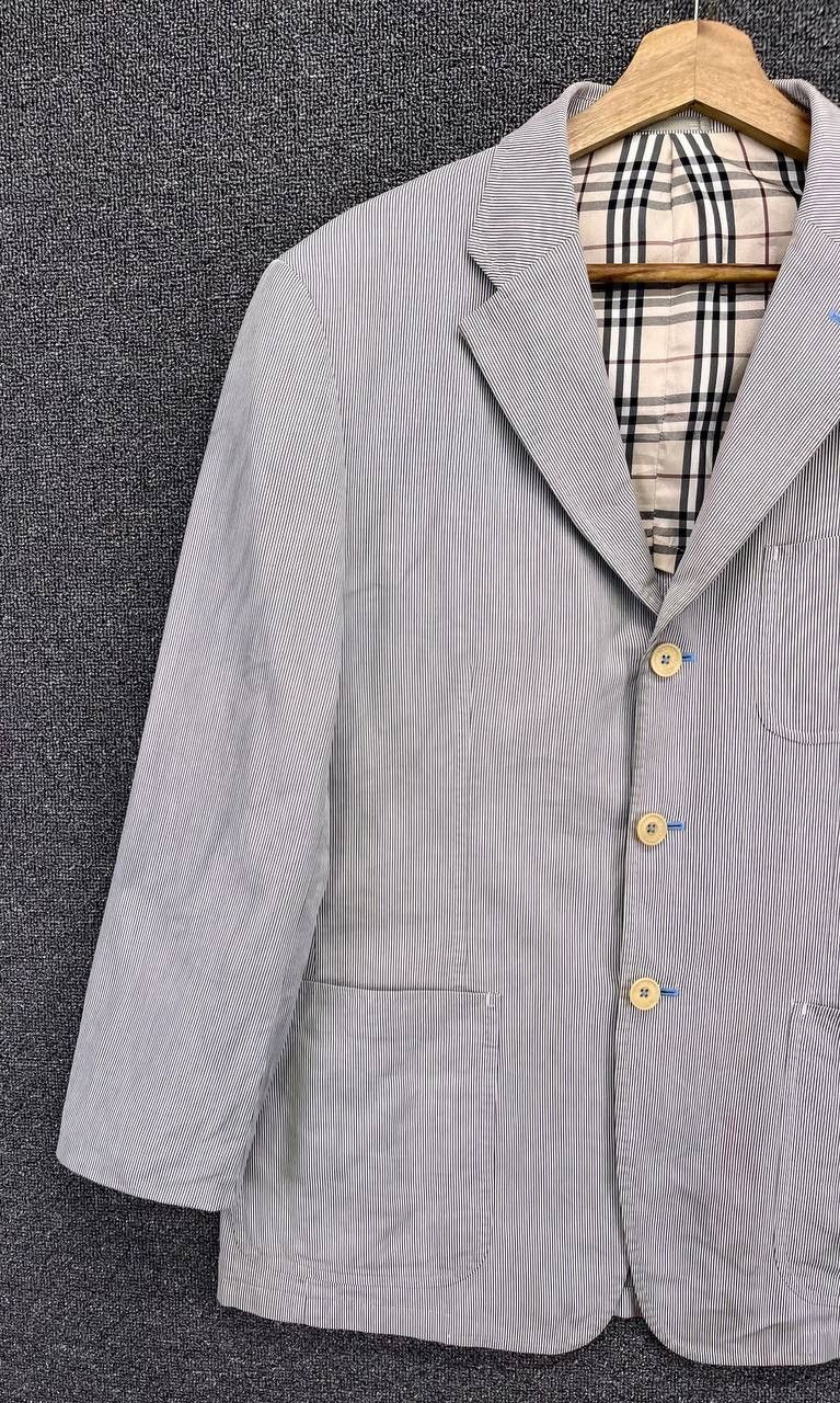 Burberry Vintage 90s Burberry Black Label Hickory Striped Coat Jacket Size US L / EU 52-54 / 3 - 3 Thumbnail