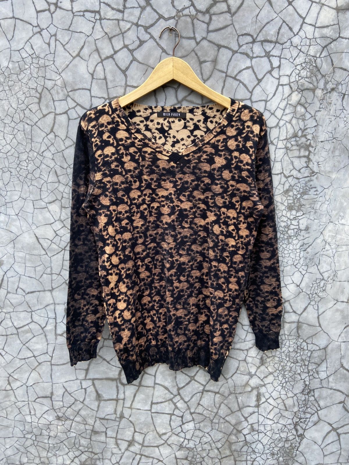 Japanese Brand Y2K Gothic Wild Party Japan Jacquard Skull Longsleeve Size US M / EU 48-50 / 2 - 1 Thumbnail