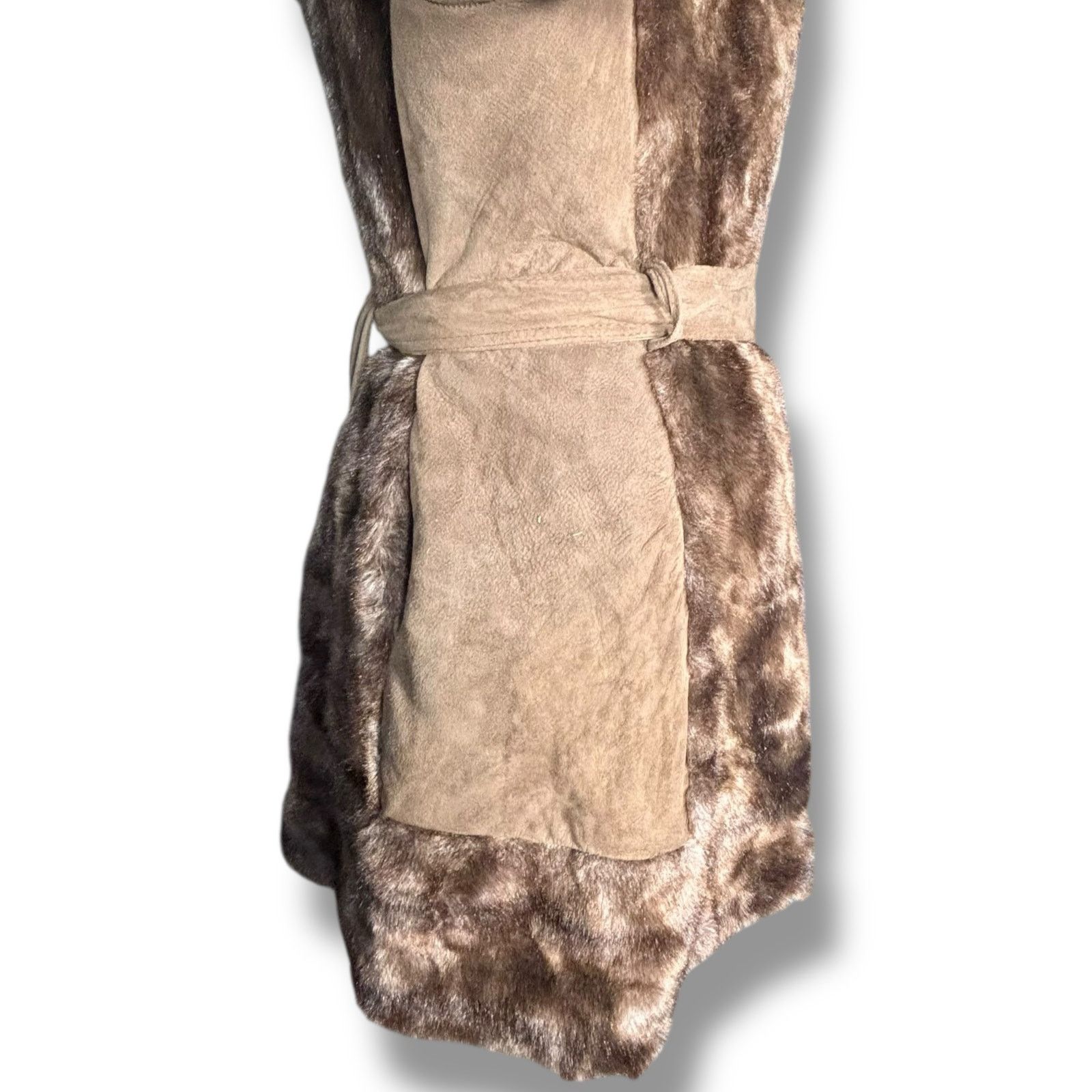 Vintage Vintage 70s Tocci England Brown Faux Fur Suede Belted Coat Size M / US 6-8 / IT 42-44 - 6 Thumbnail