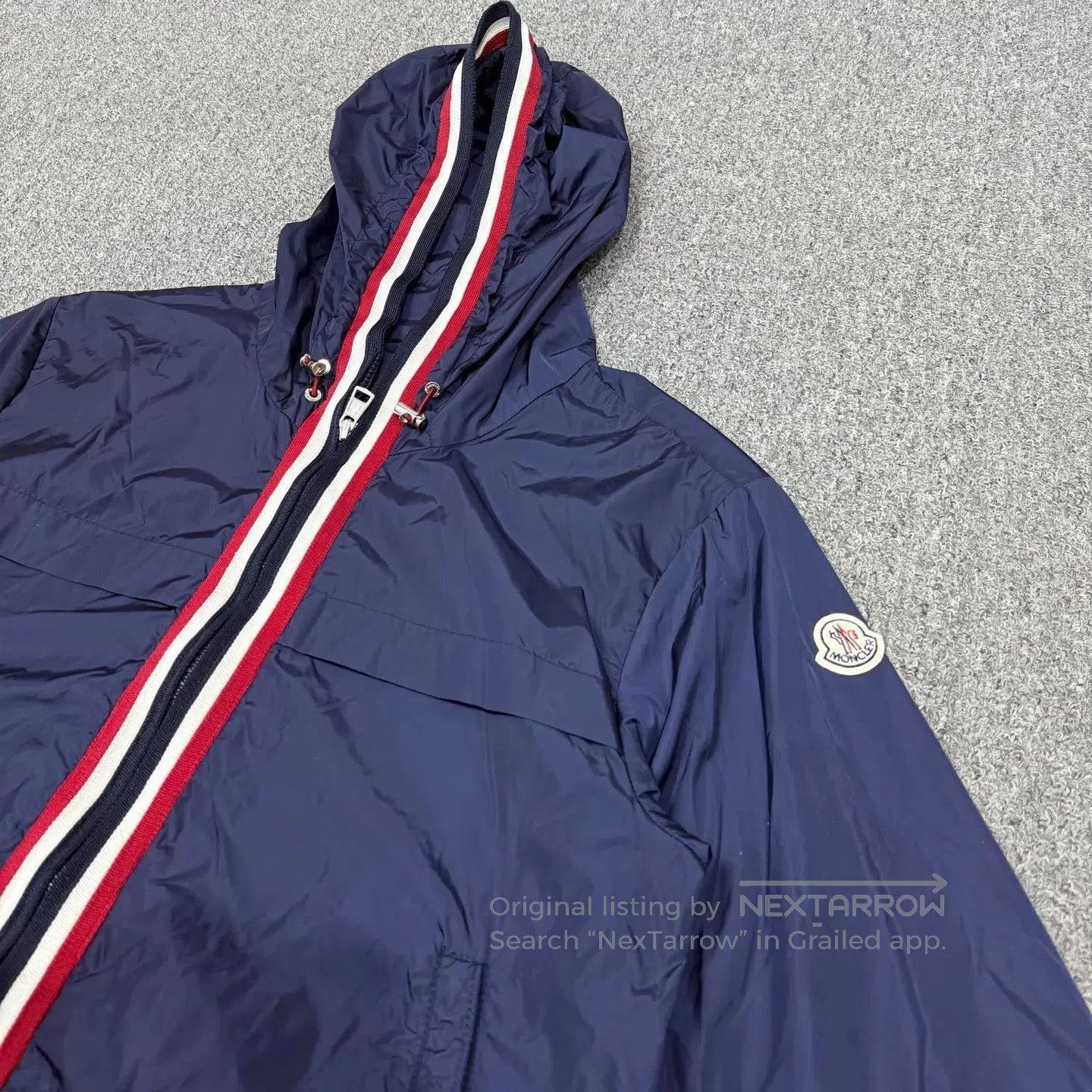 Moncler Blue Hooded Light Jacket with Striped Zipper. Size US S / EU 44-46 / 1 - 3 Thumbnail