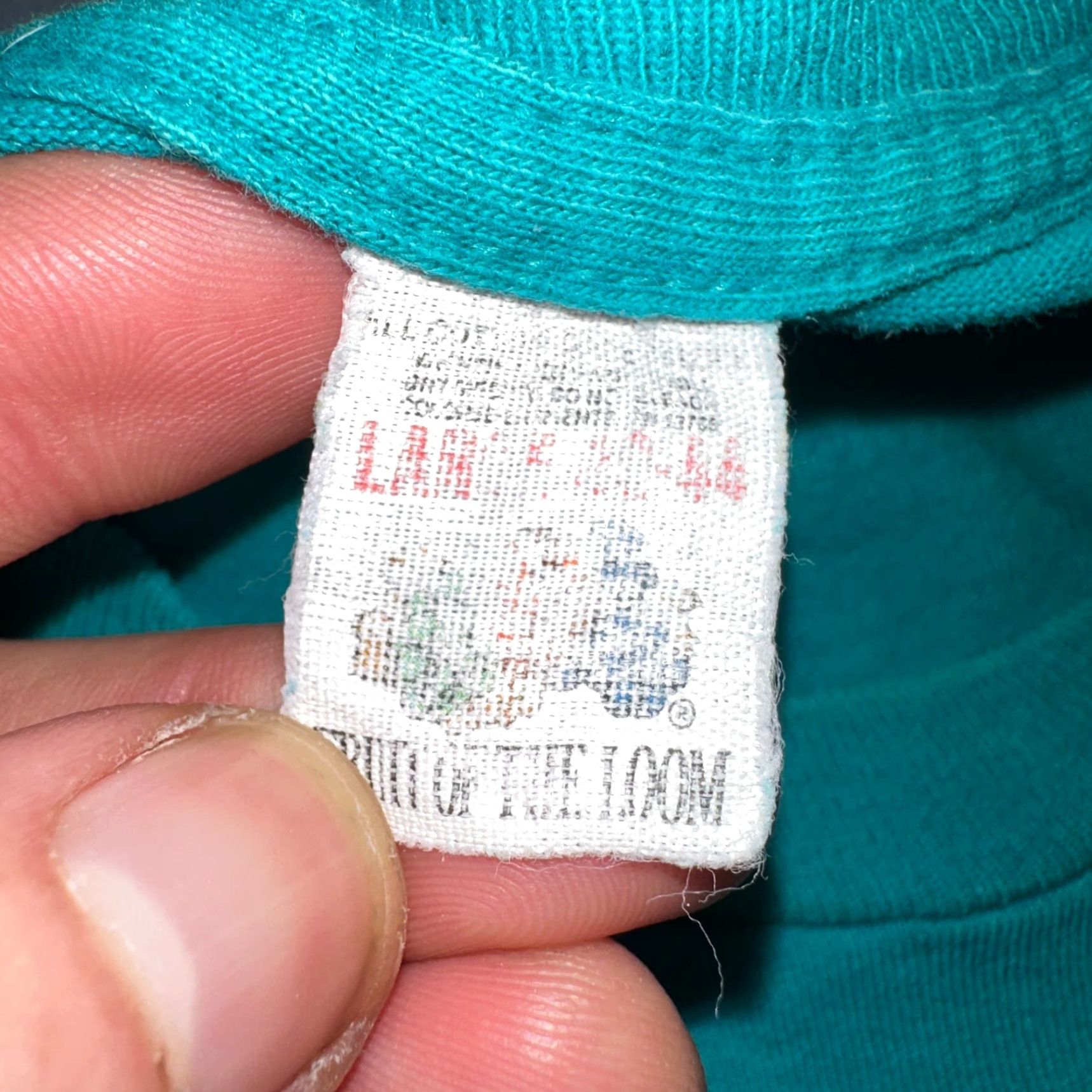 Fruit Of The Loom VINTAGE Fruit of the Loom T Shirt 60s Green Blue Short Sleeve Crew Neck L Mens Size US L / EU 52-54 / 3 - 6 Thumbnail