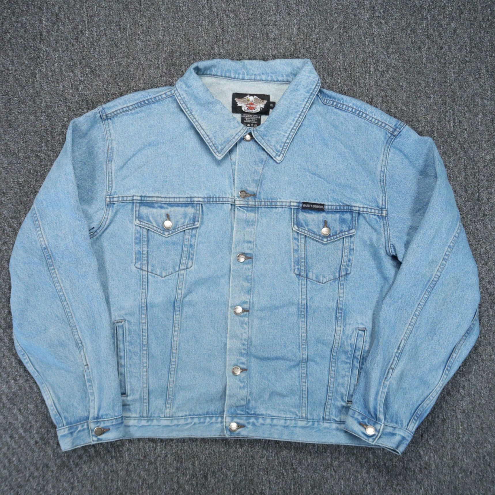 Harley Davidson Harley-Davidson Jacket Mens XL Blue Denim Trucker Bar Shield Motorcycle Size US XL / EU 56 / 4 - 2 Thumbnail