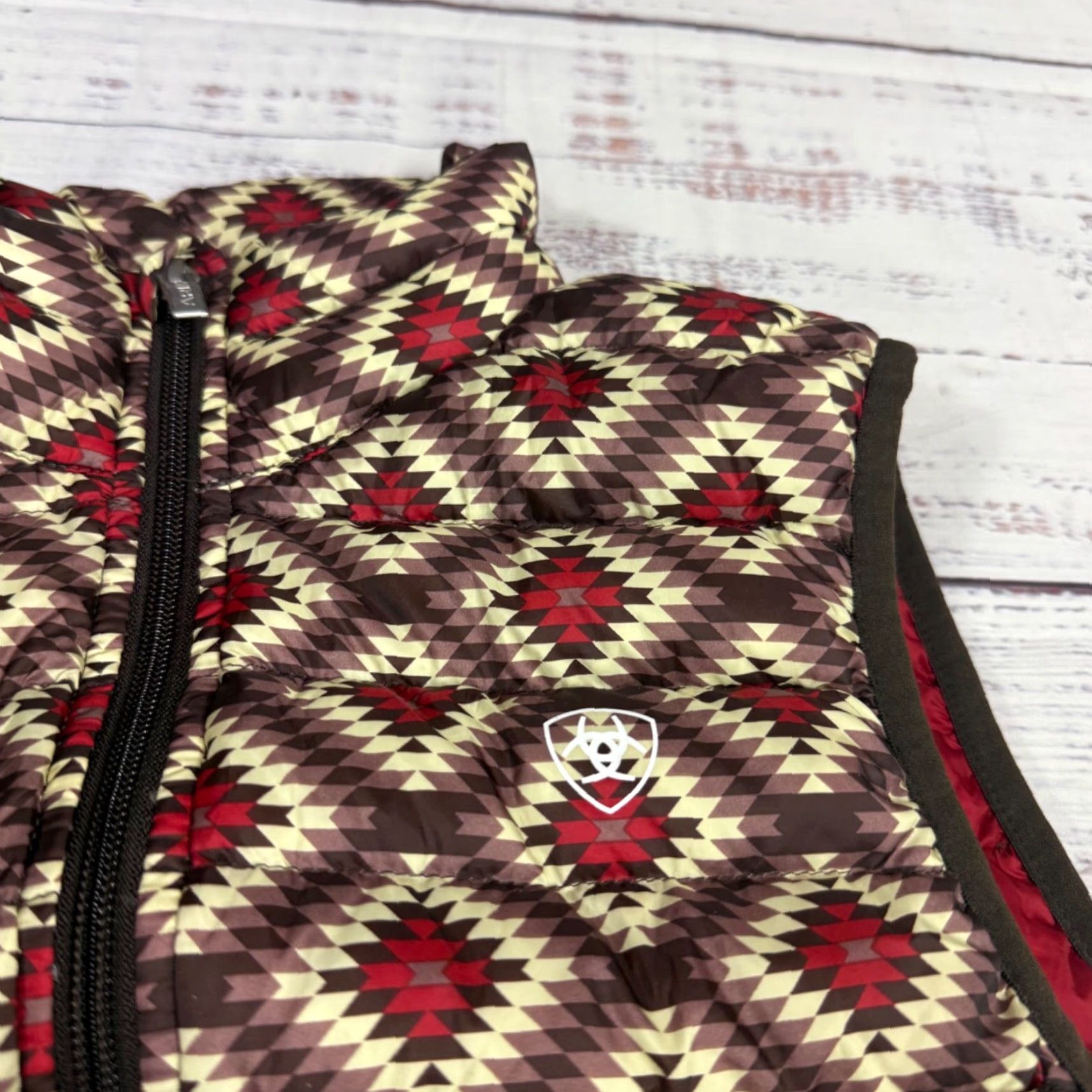 Ariat Ariat Ideal Down Womens Aztec Puffer Vest Sz S Beige Zip Front Packable Vest Size S / US 4 / IT 40 - 2 Thumbnail
