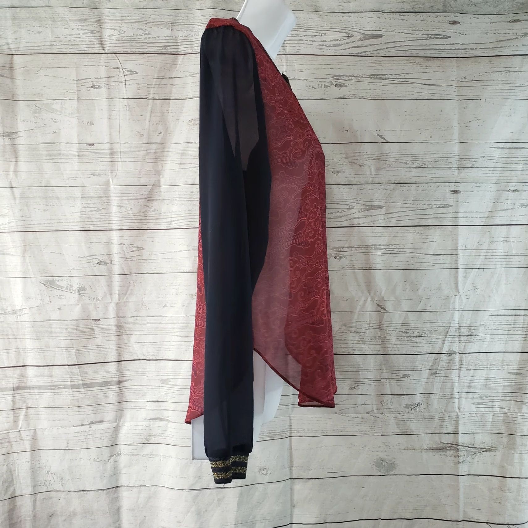 Scotch & Soda Scotch & Soda Maison Scotch Womens Blouse Size 2 Long Sleeve Maroon Red Sheer Polyester Round Neck Womens Size XS / US 0-2 / IT 36-38 - 3 Thumbnail