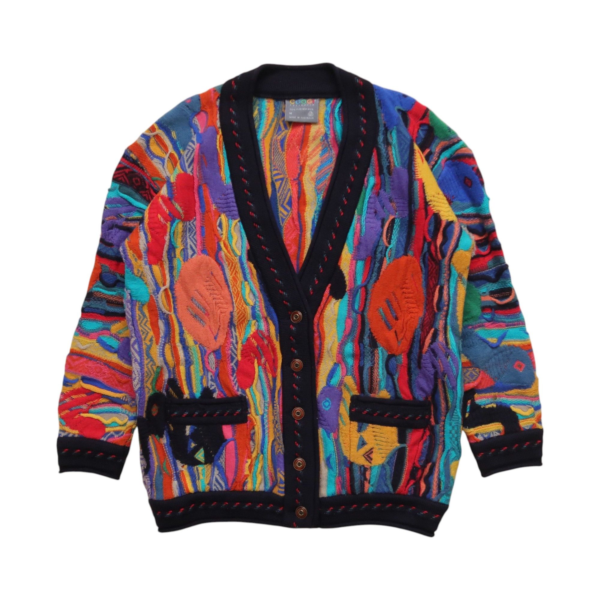 Coogi 1990s Coogi Psychedelic Art Cardigan Knit Fuzzy Size US M / EU 48-50 / 2 - 1 Thumbnail
