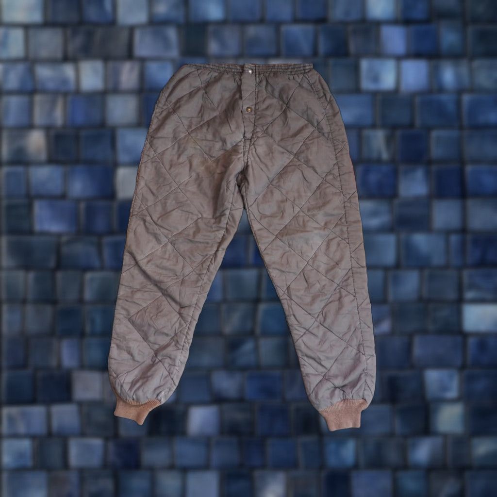 Vintage VTG 50s Beige Quilted Outdoor Camp Snap Poly Winter 28x27 Pants Womens S Size 28" / US 6 / IT 42 - 1 Thumbnail