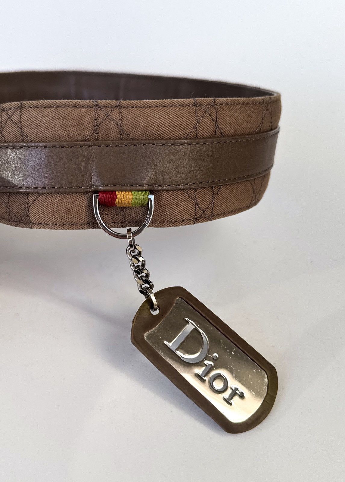 Dior Christian Dior khaki olive brown belt quilted Cannage Size ONE SIZE - 8 Thumbnail