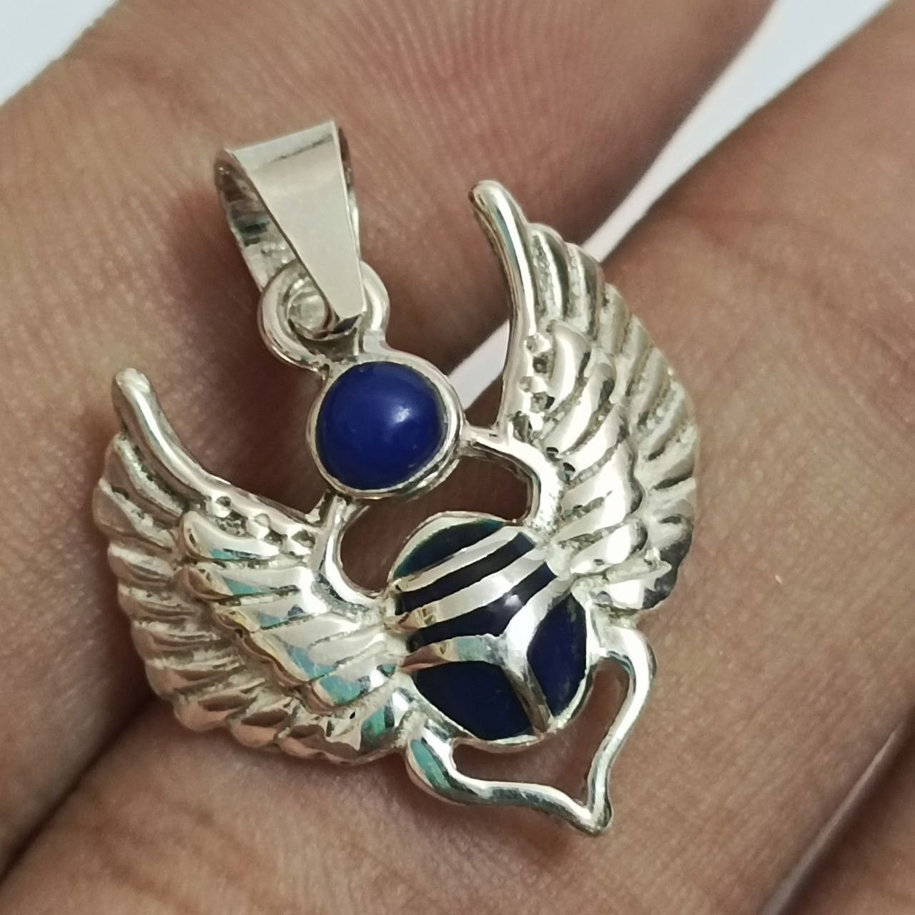 Handmade Egyptian Pharaoh Beetle Necklace in 925 Sterling Silver Size ONE SIZE - 3 Thumbnail