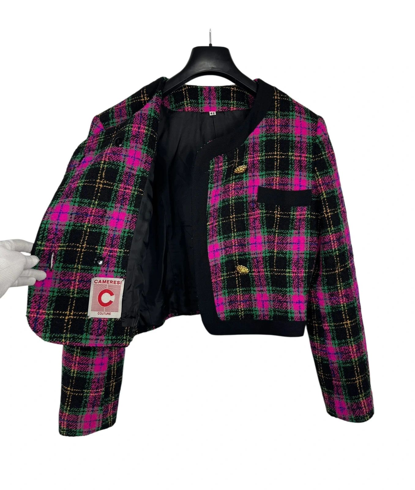 Other Cameresi Couture Plaid Tweed Wool Jacket Vintage size 42 Size S / US 4 / IT 40 - 11 Thumbnail