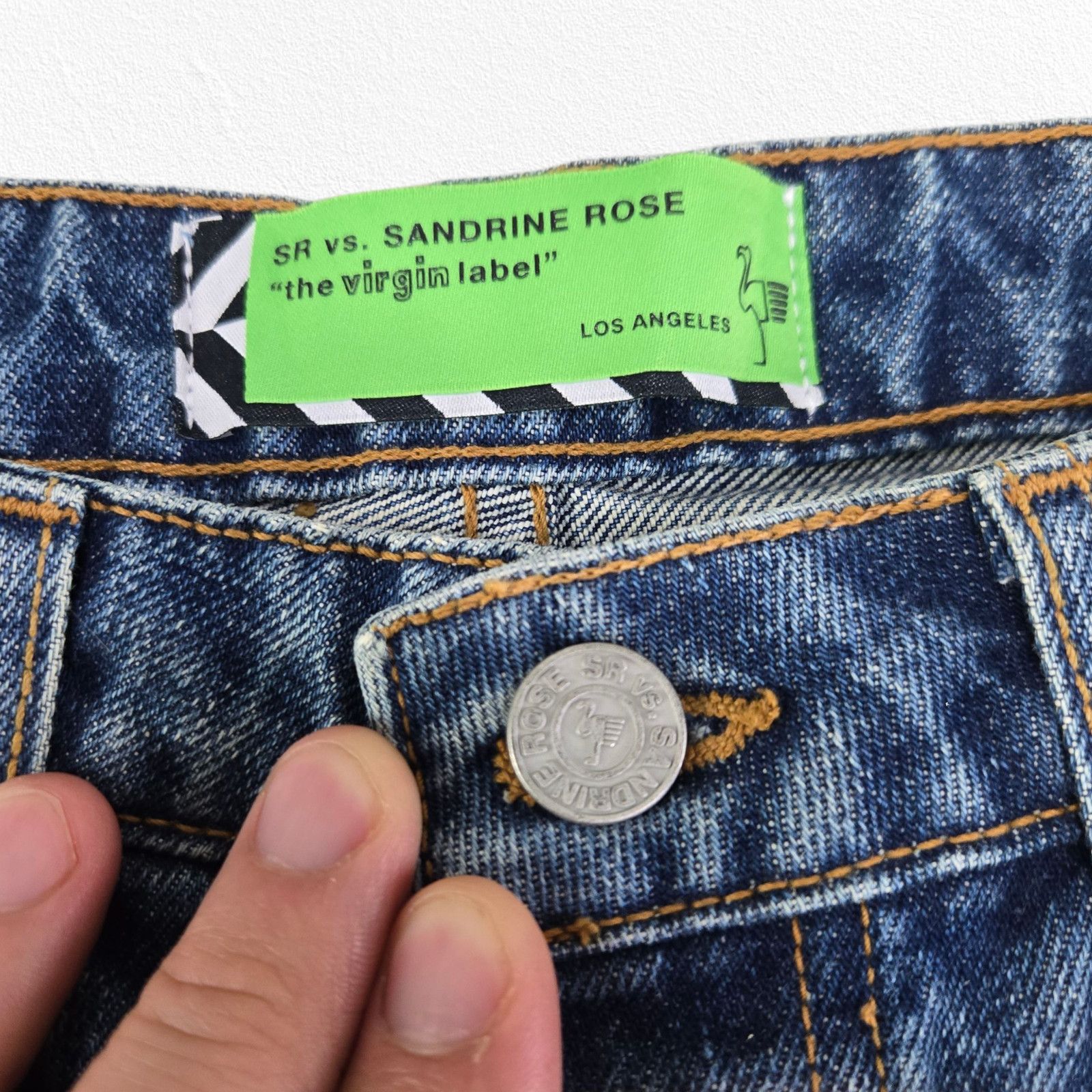 Sandrine Rose Sandrine Rose Hi-Rise Distressed Straight Leg Jeans Size 27 Size 27" / US 4 / IT 40 - 5 Thumbnail