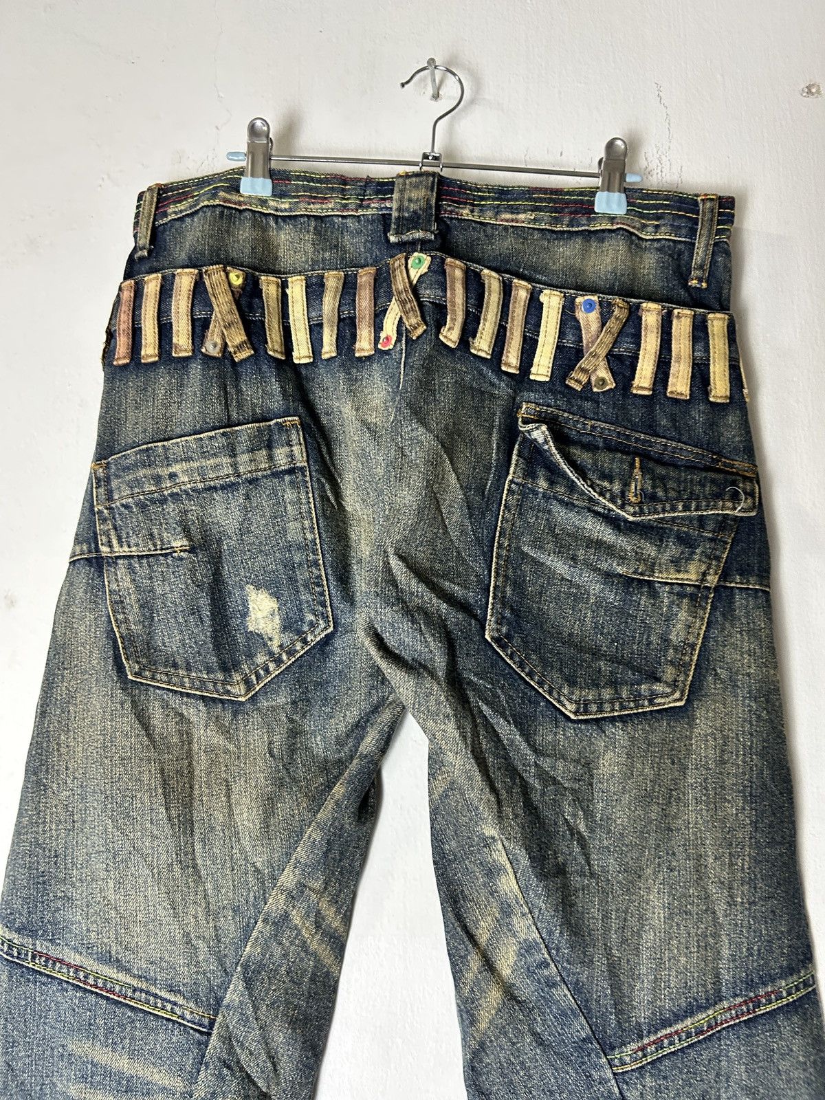 Japanese Brand Breath Mint Double Waist Jeans Sick Faded Bondage Punk Size US 33 - 11 Thumbnail