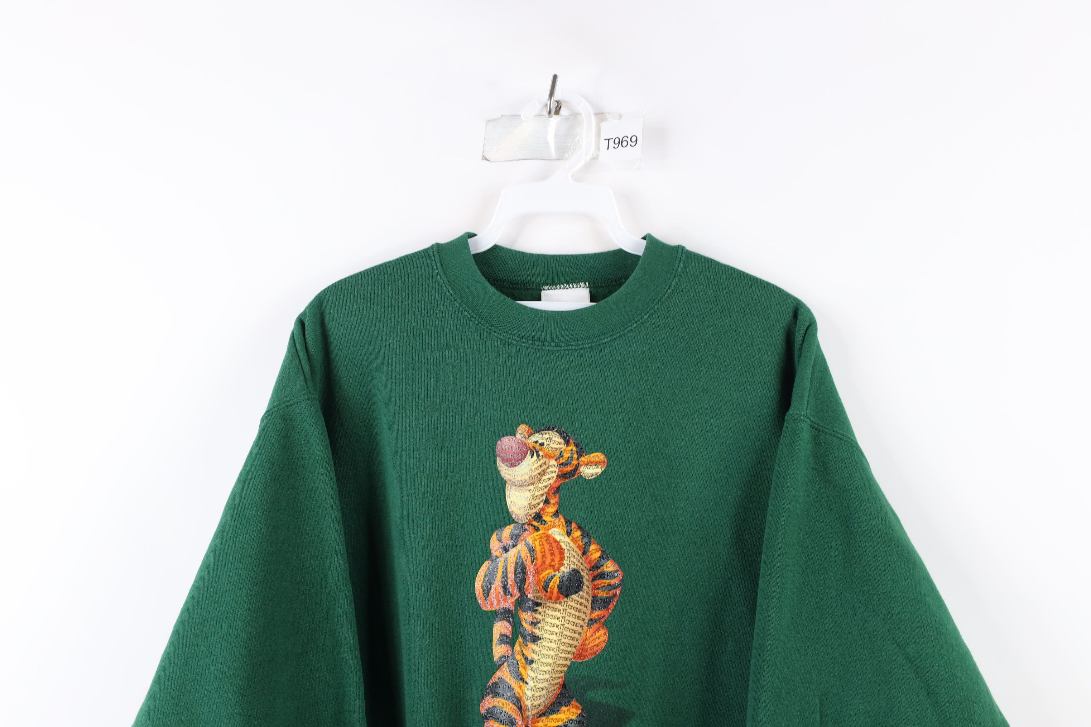 Disney × Vintage Vintage 90s Disney Winnie the Pooh Tigger Sweatshirt Green Size US M / EU 48-50 / 2 - 2 Thumbnail
