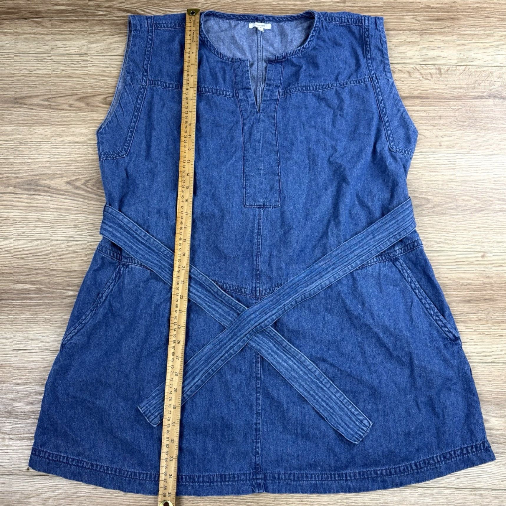 Vintage Maurices Dress Women's XXL Denim Mini Sleeveless Blue Pockets Tie Dress Denim Tie Pockets 2XL Women Shirt? Size XXL / US 16-18 / IT 52-54 - 5 Thumbnail